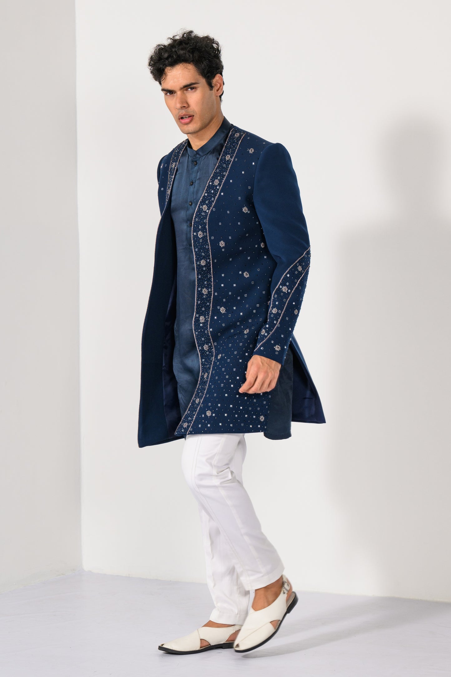 TEAL BLOSSOM ACHKAN SET