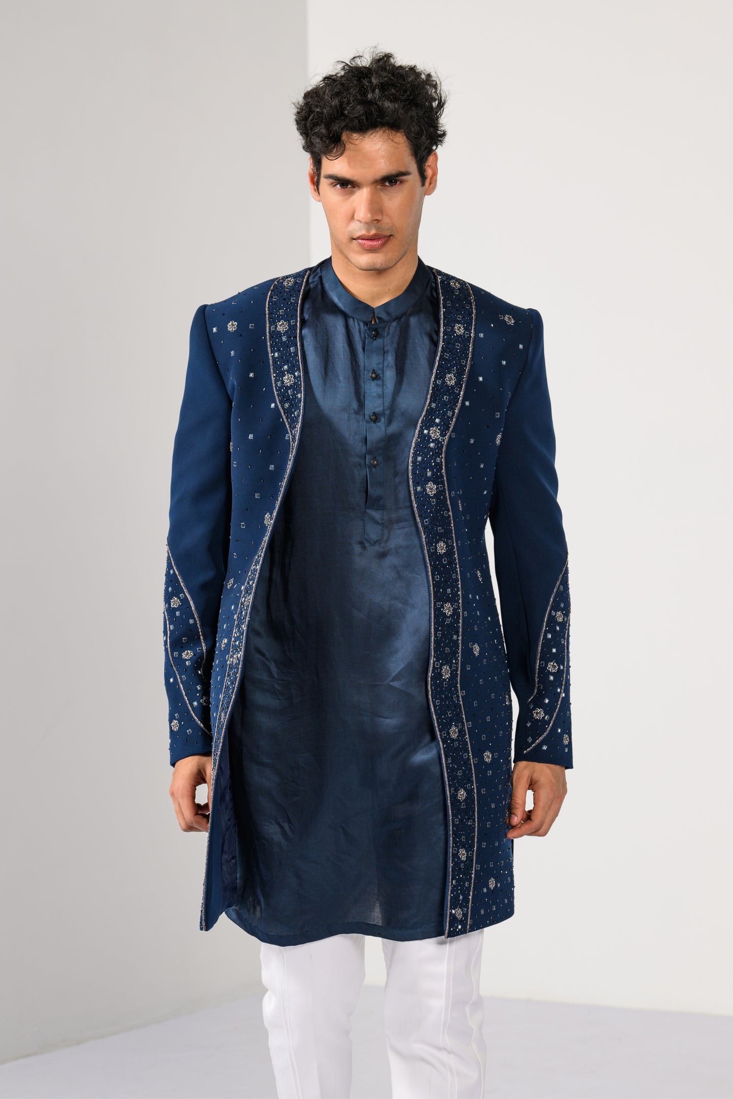TEAL BLOSSOM ACHKAN SET