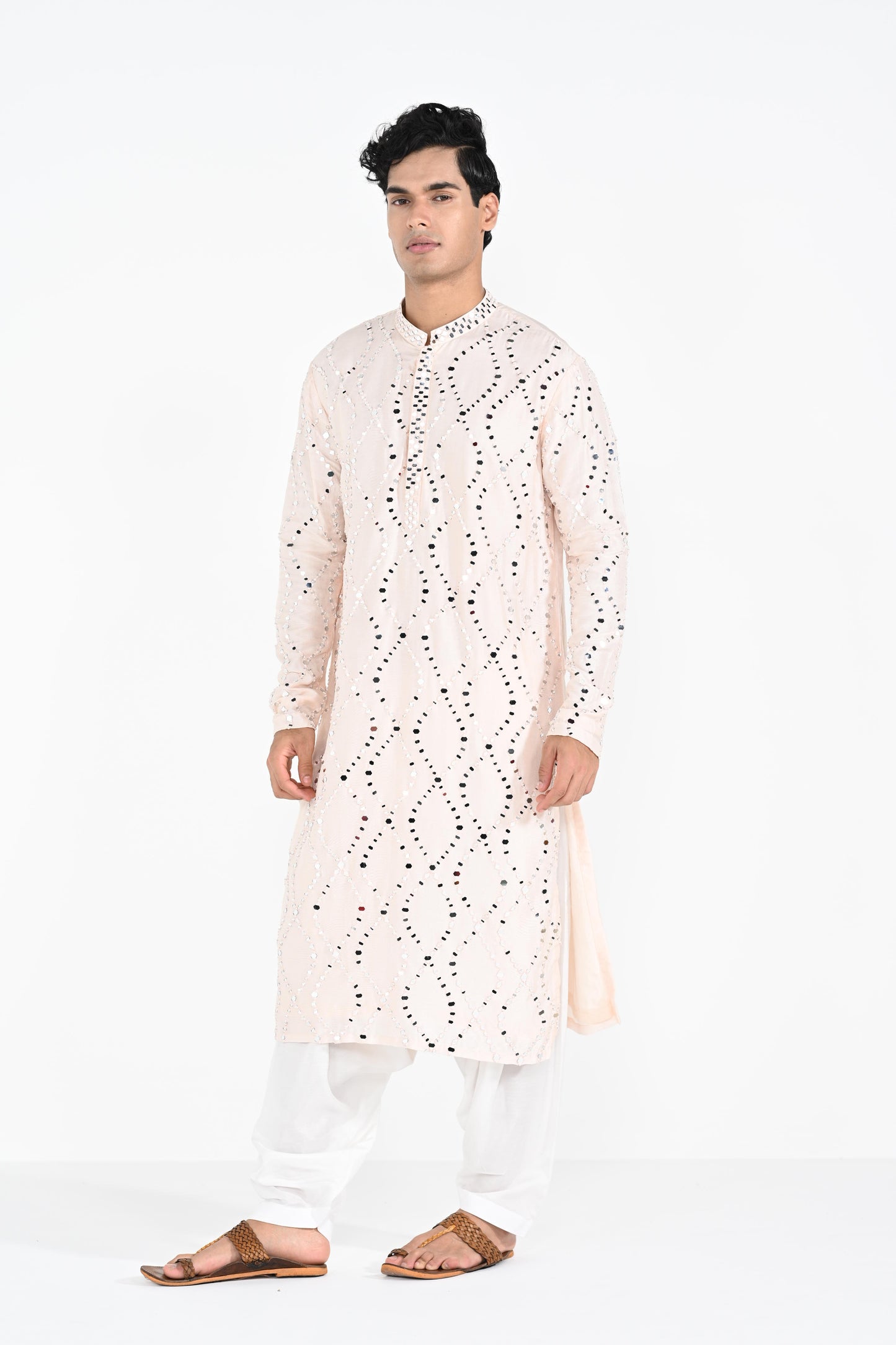 Blush Pink mirror work kurta set