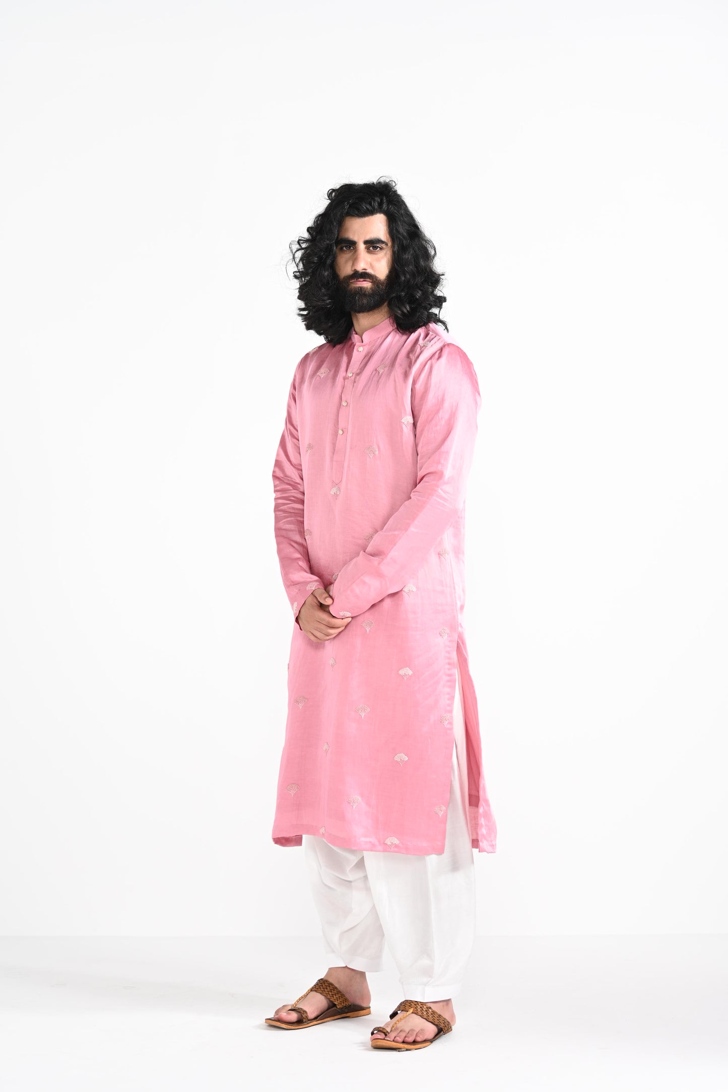 Mauvelous pink work kurta set