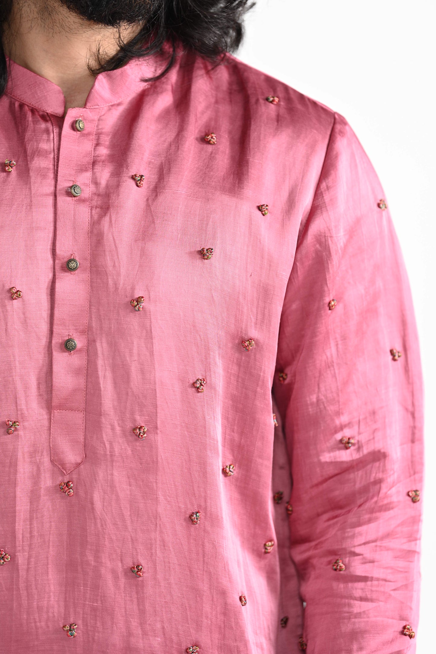 French Pink work kurta set