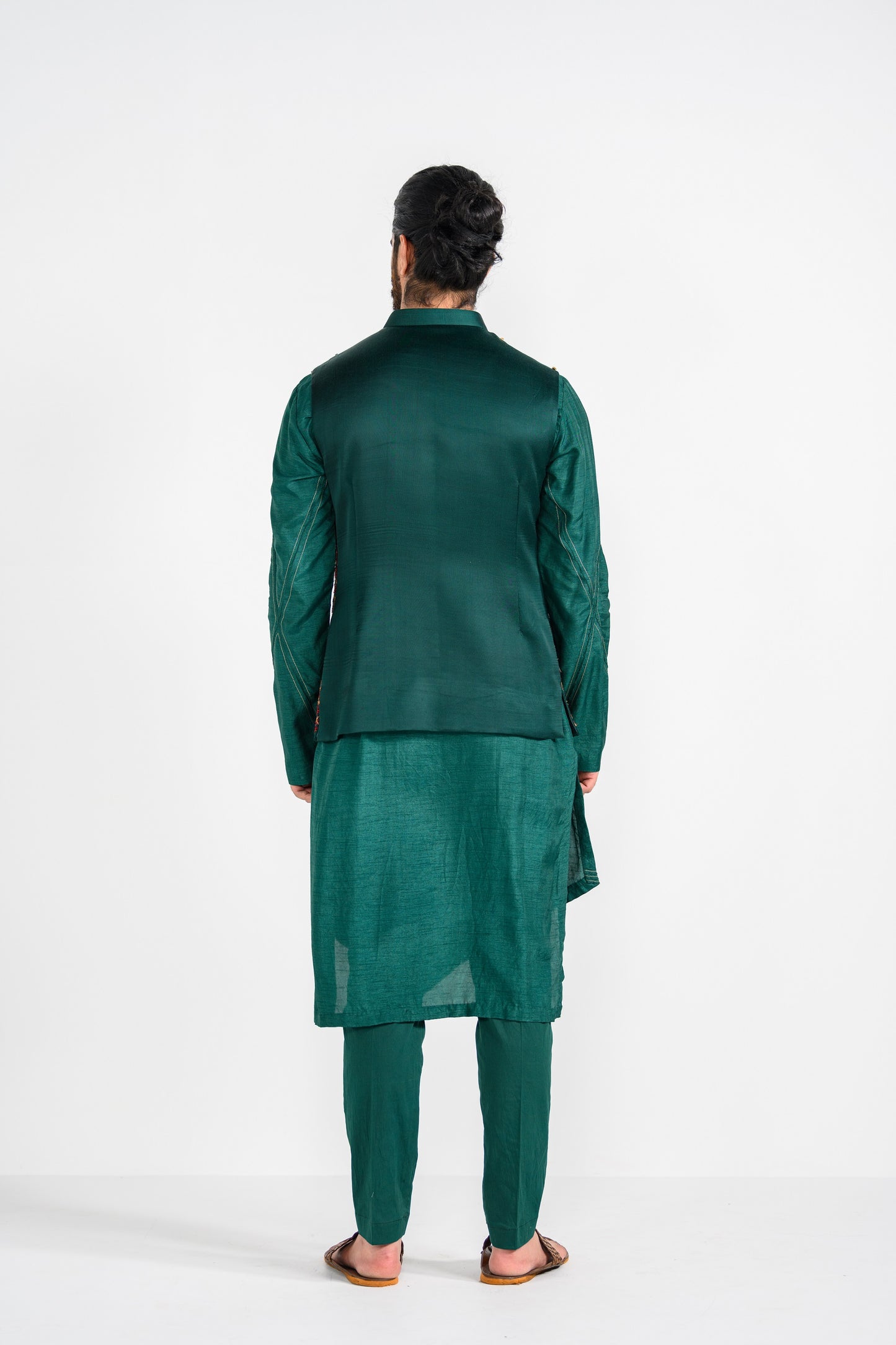 BOTTLE GREEN NEHRU JACKET SET