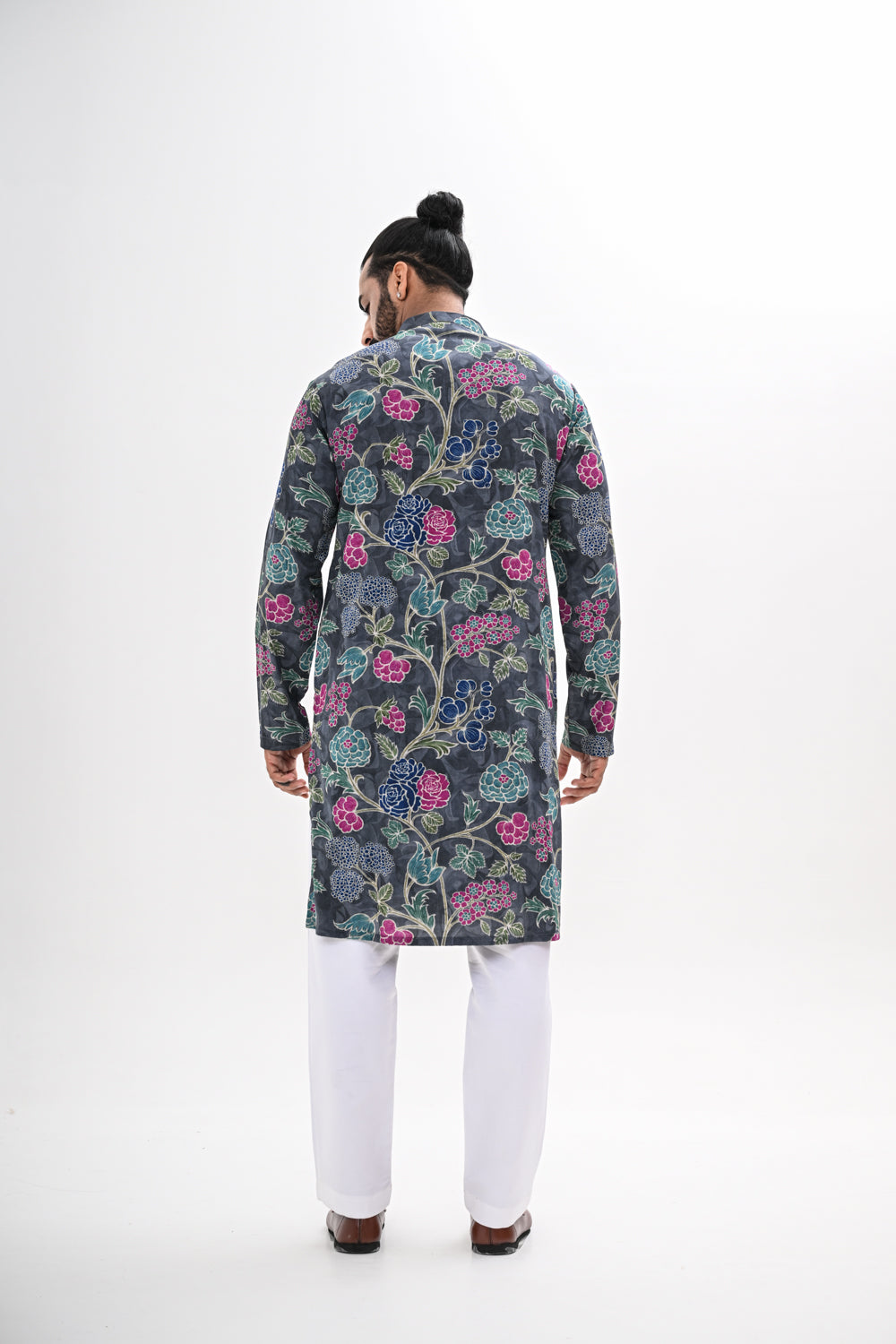 GREY BLOOM PRINTED KURTA