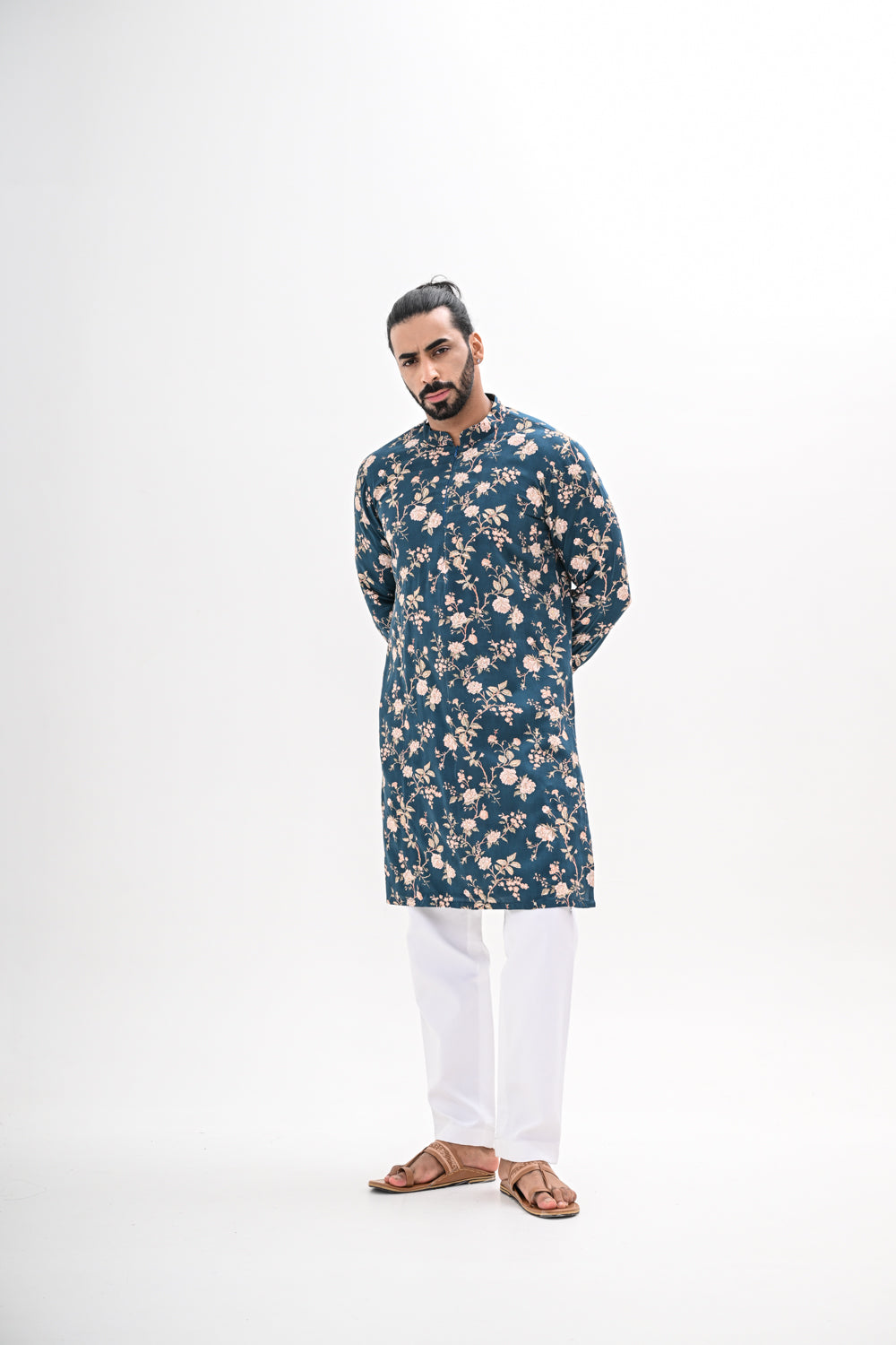 TEAL BLOOM PRINTED KURTA