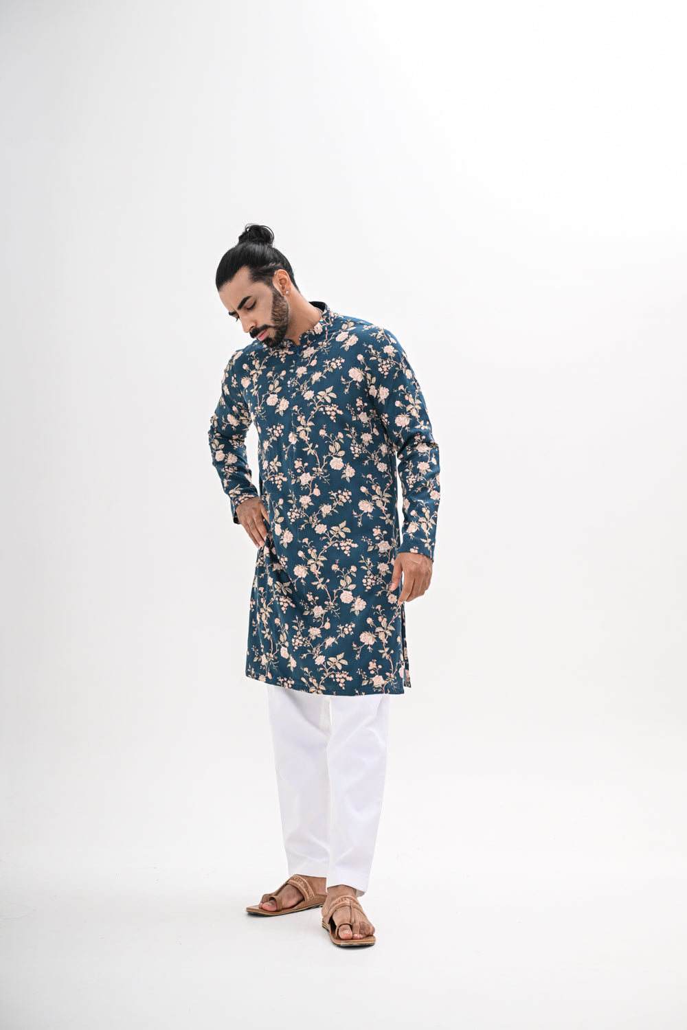 TEAL BLOOM PRINTED KURTA