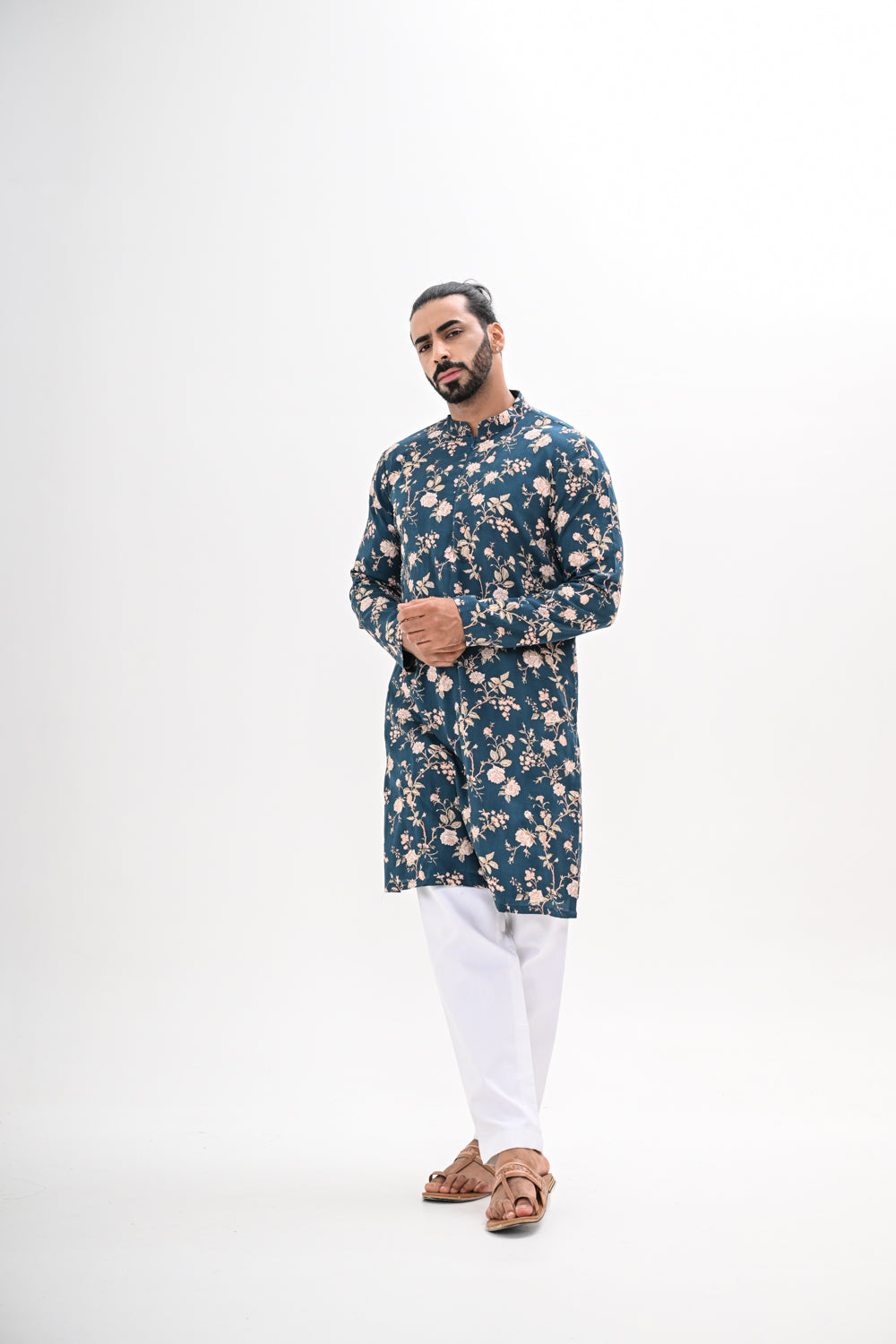 TEAL BLOOM PRINTED KURTA