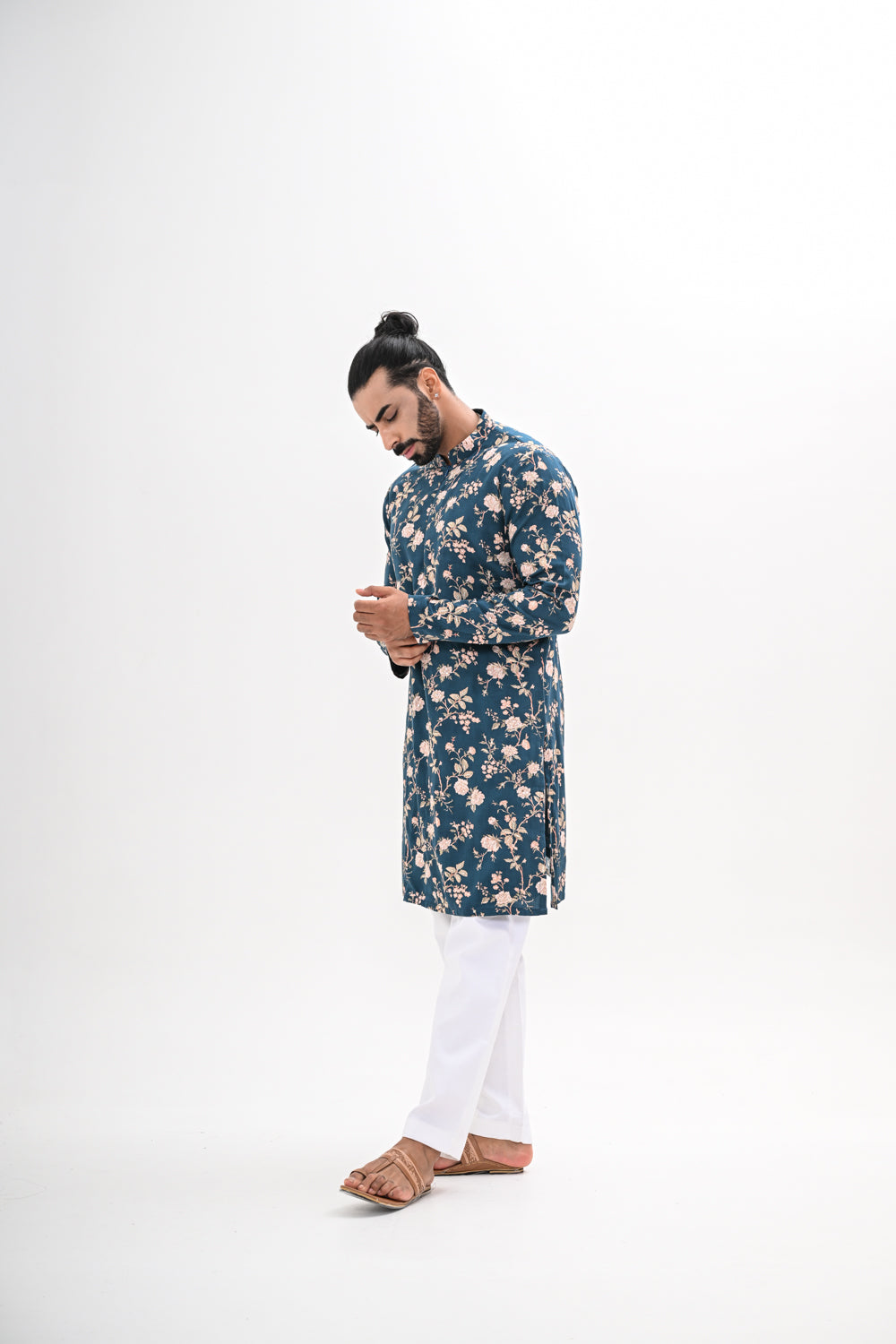 TEAL BLOOM PRINTED KURTA