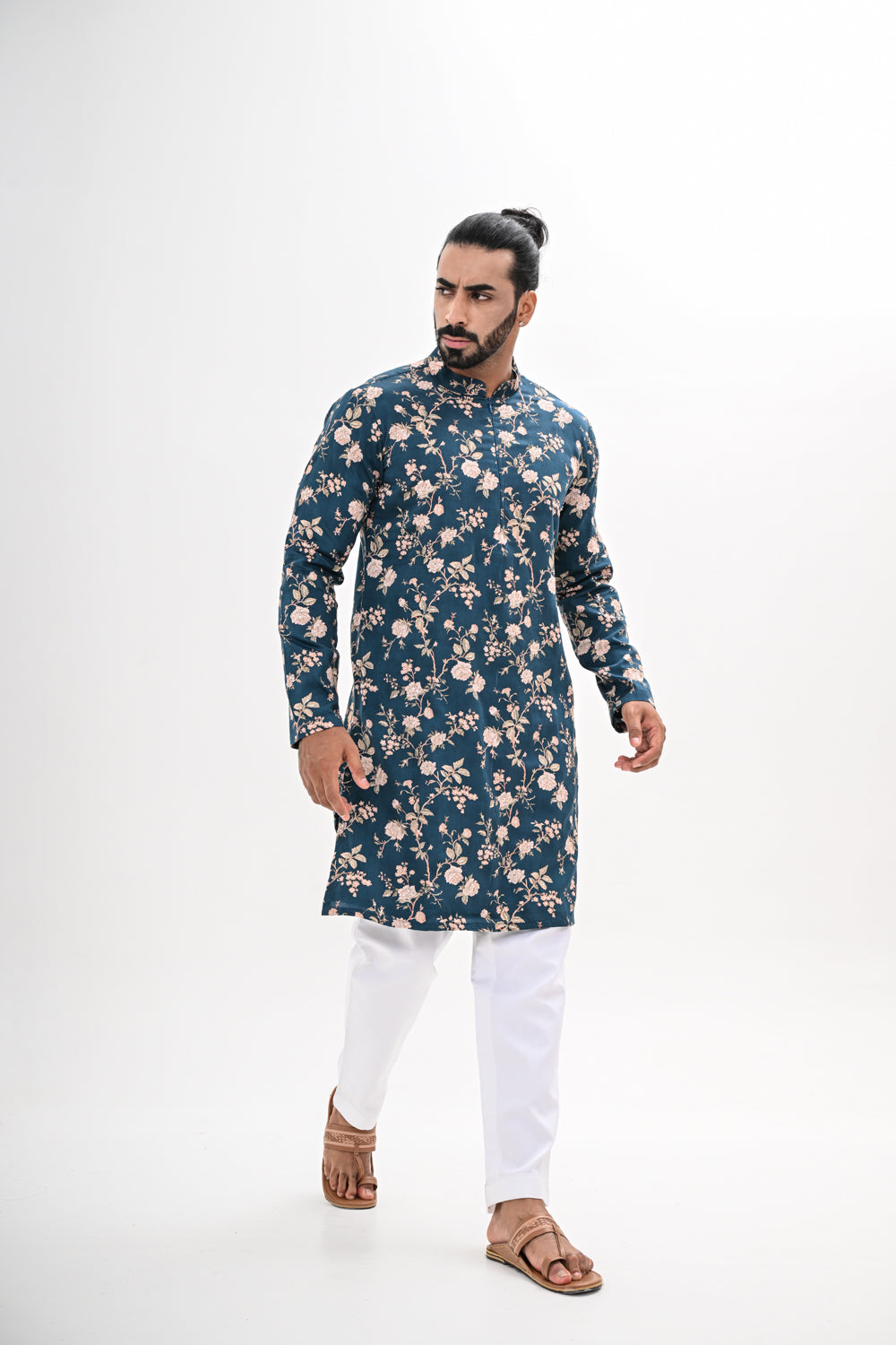 TEAL BLOOM PRINTED KURTA