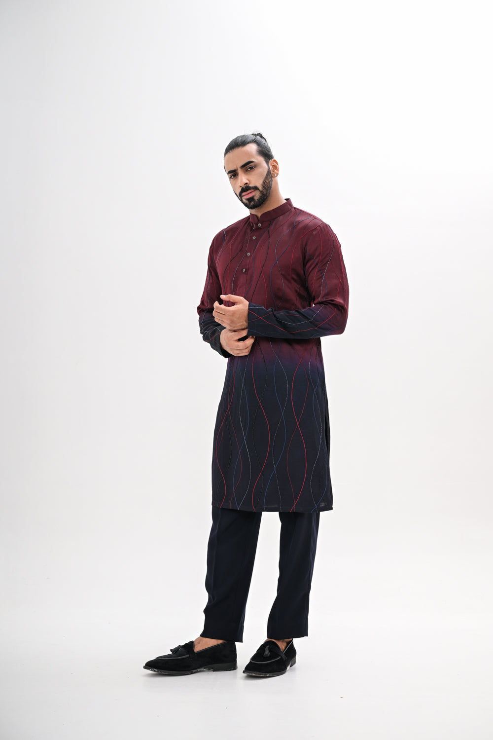 WINE TO NAVY OMBRE KURTA