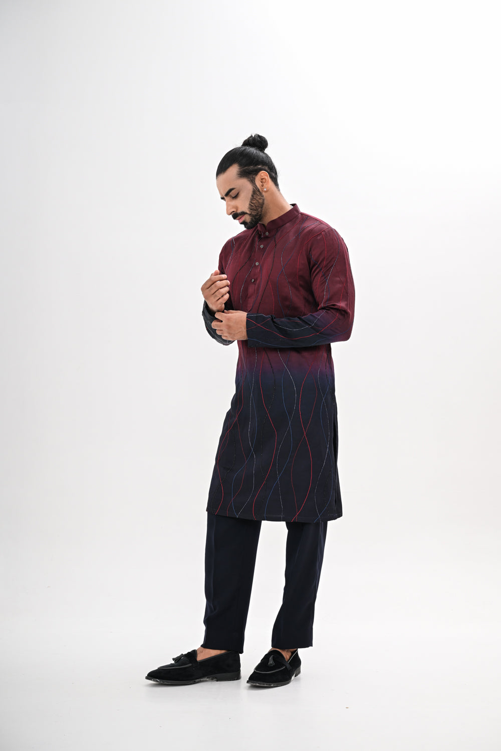 WINE TO NAVY OMBRE KURTA