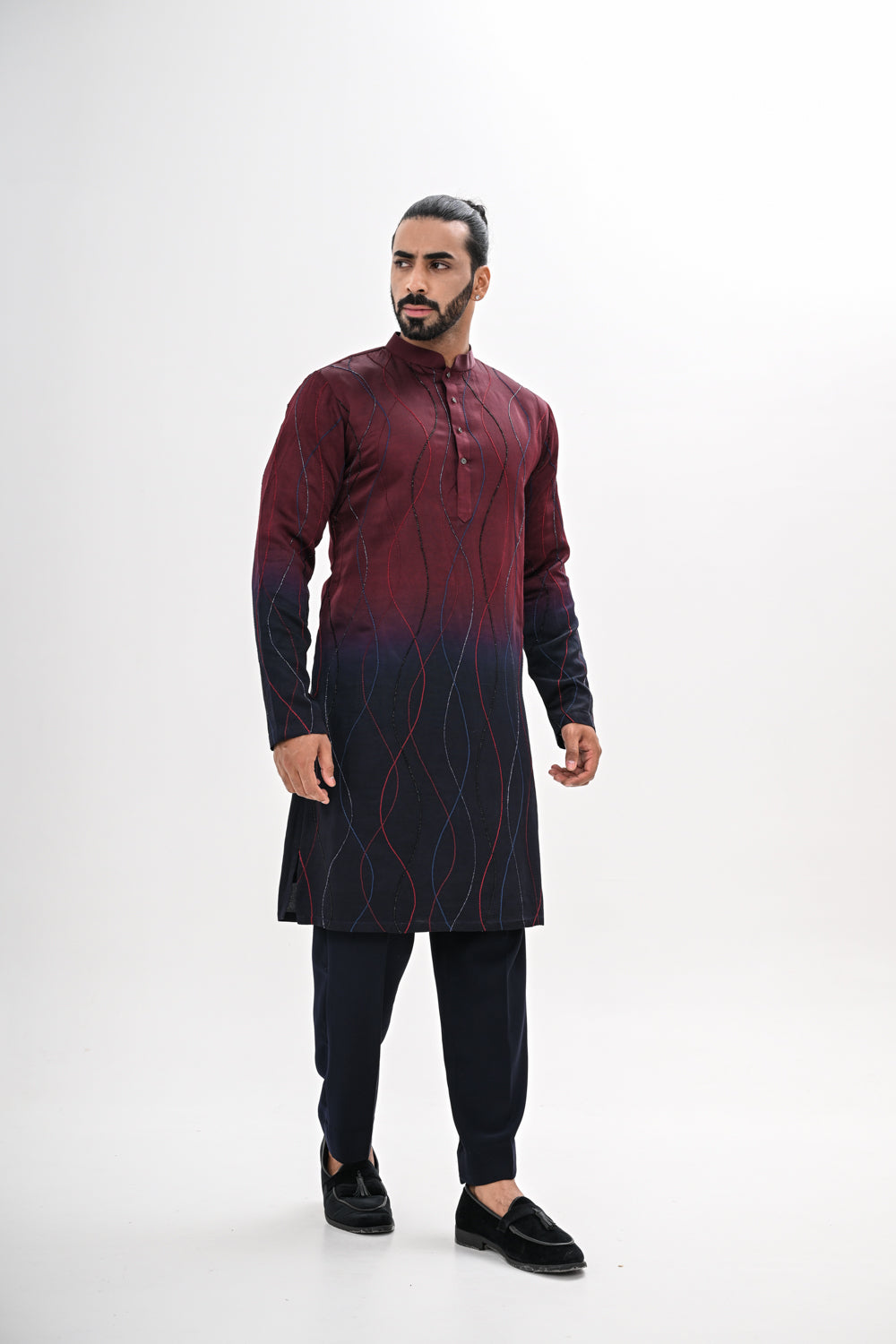 WINE TO NAVY OMBRE KURTA