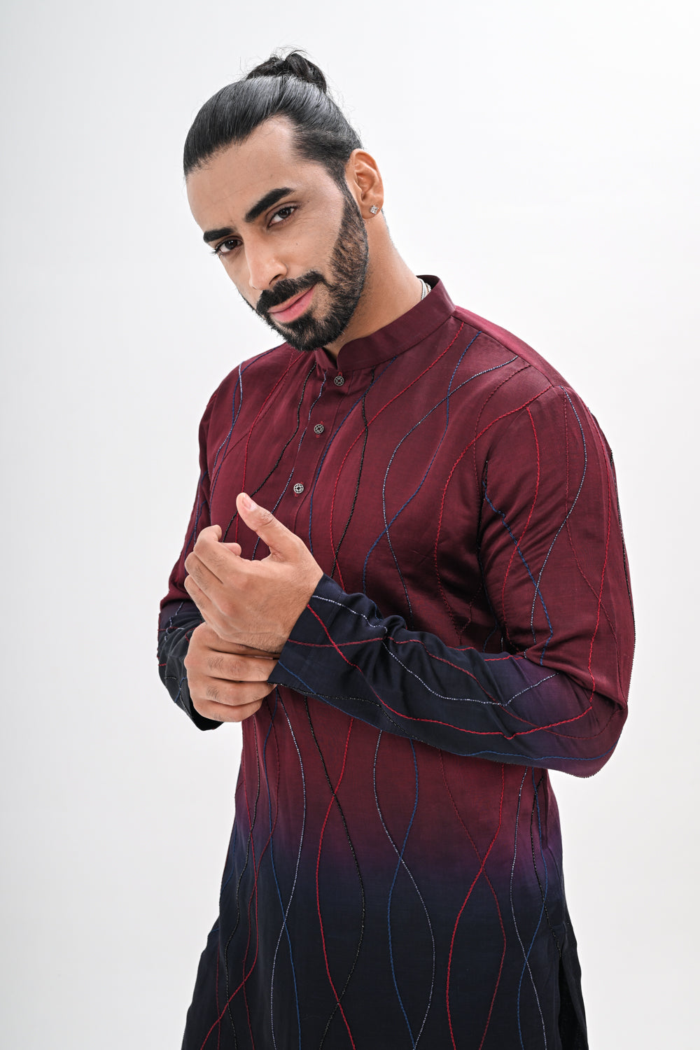 WINE TO NAVY OMBRE KURTA