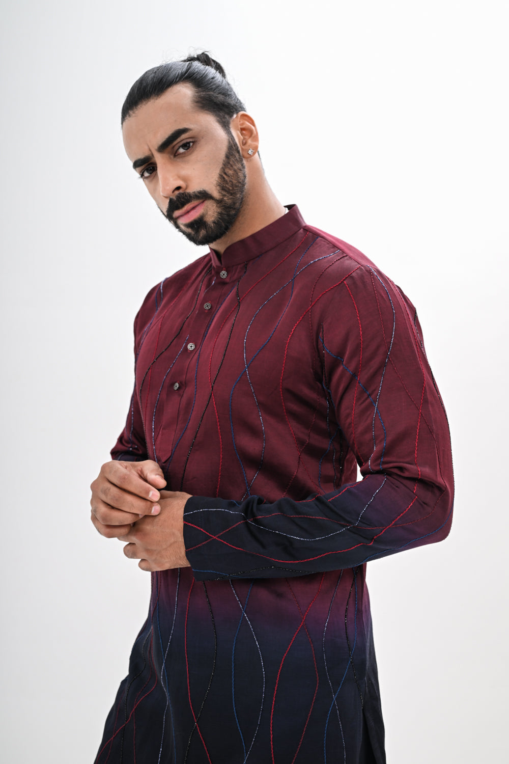 WINE TO NAVY OMBRE KURTA