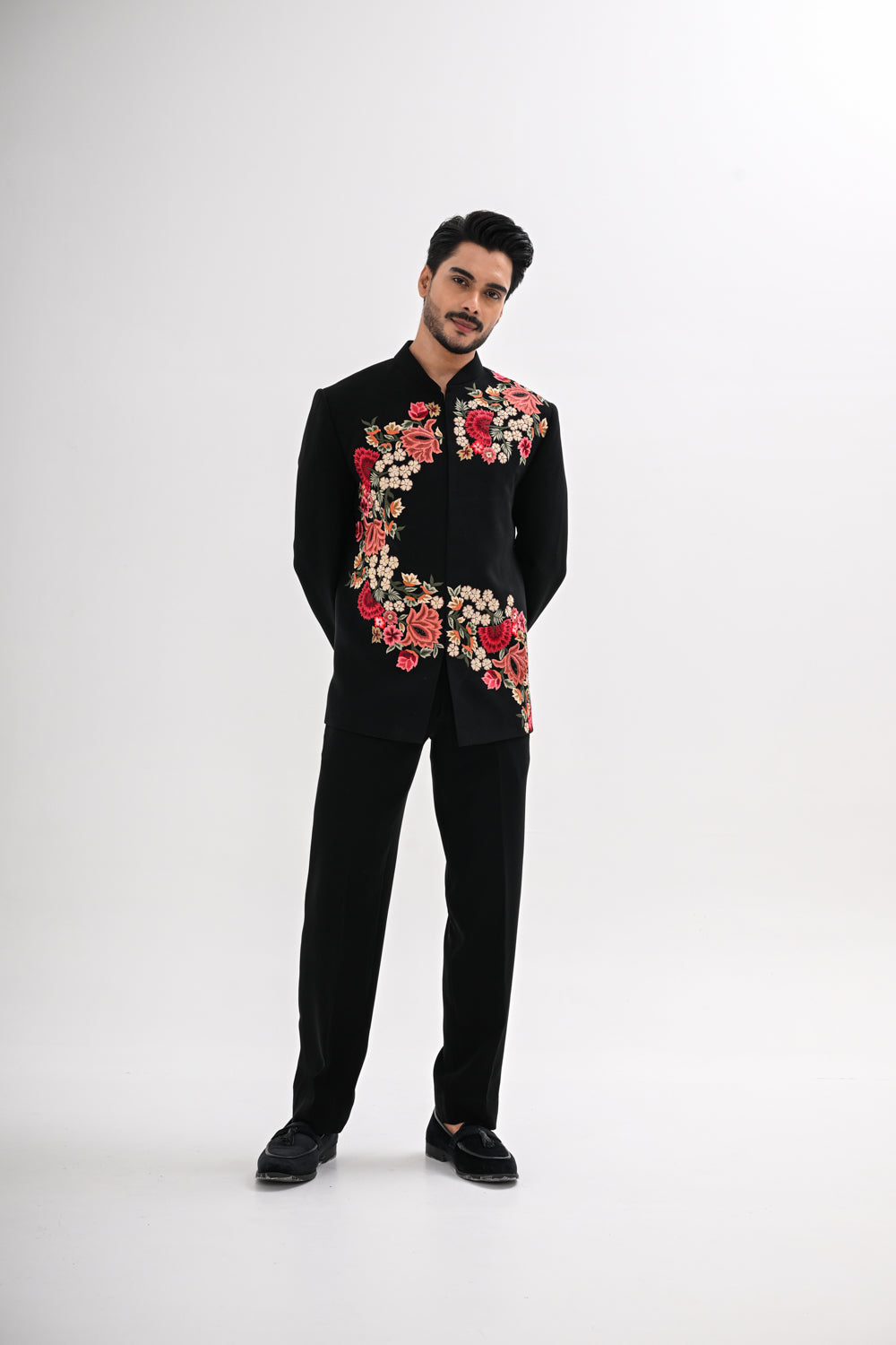 NOIR BLOOM BANDHGALA SET