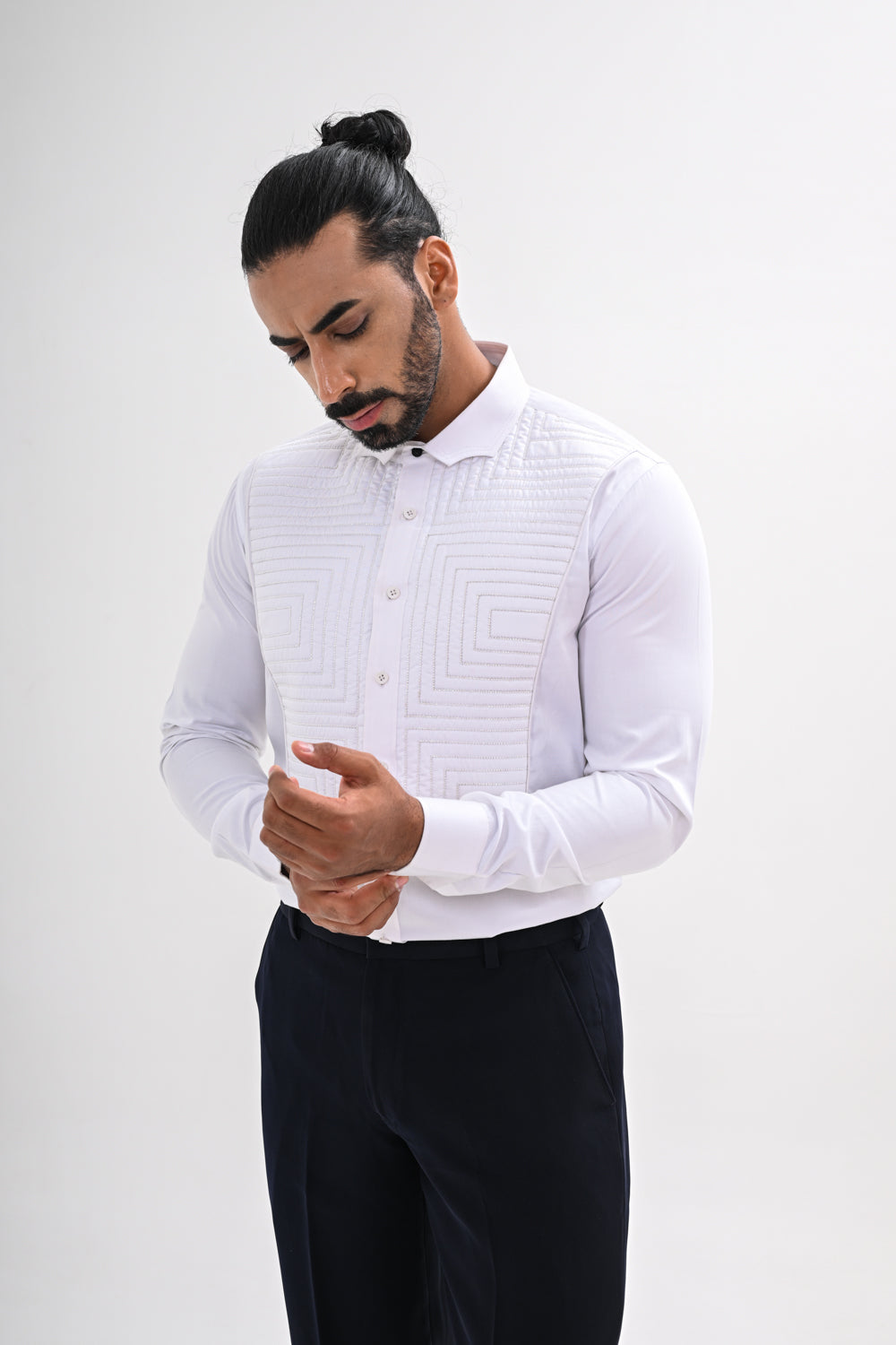 WHITE QUILTED SHIRT
