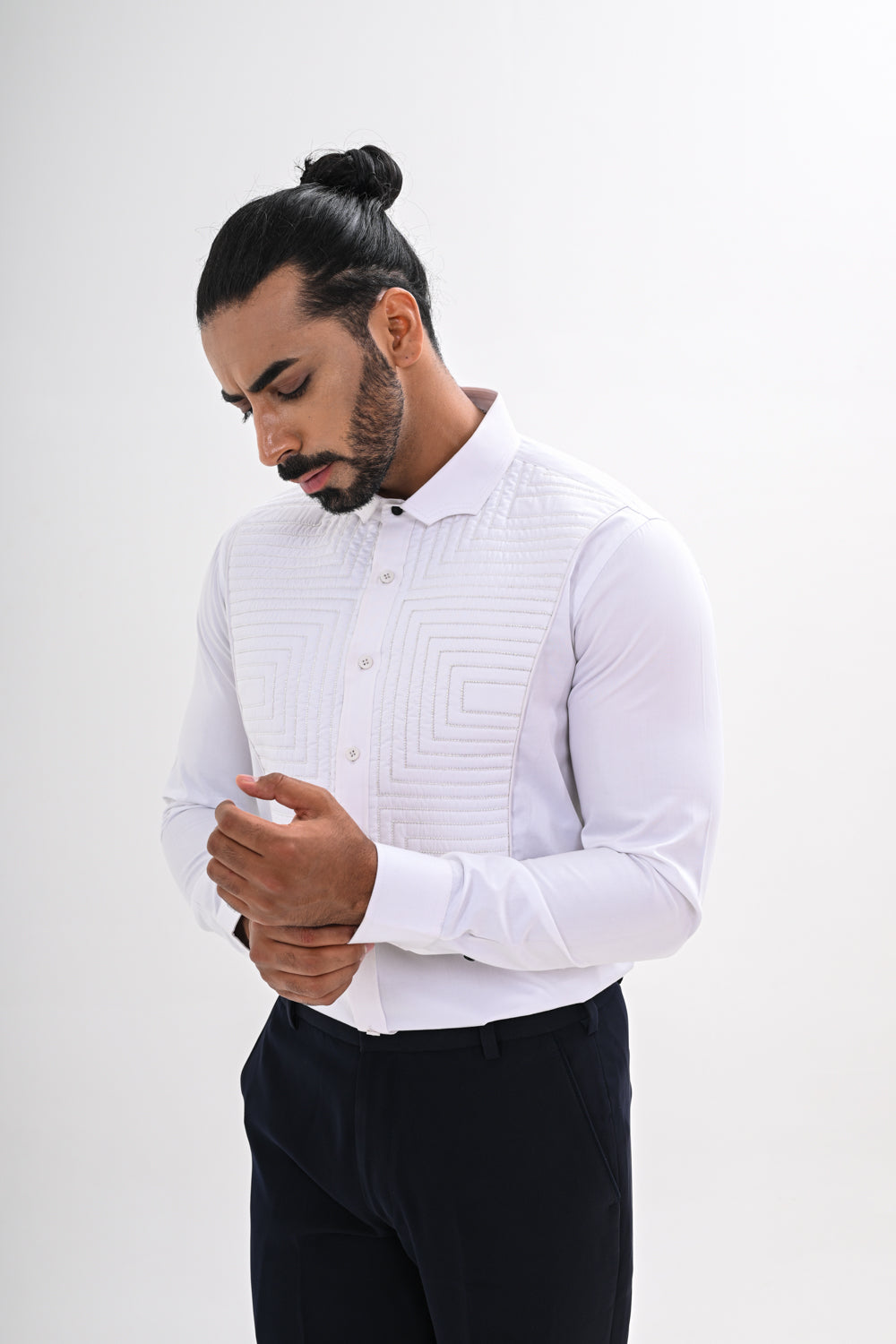 WHITE QUILTED SHIRT