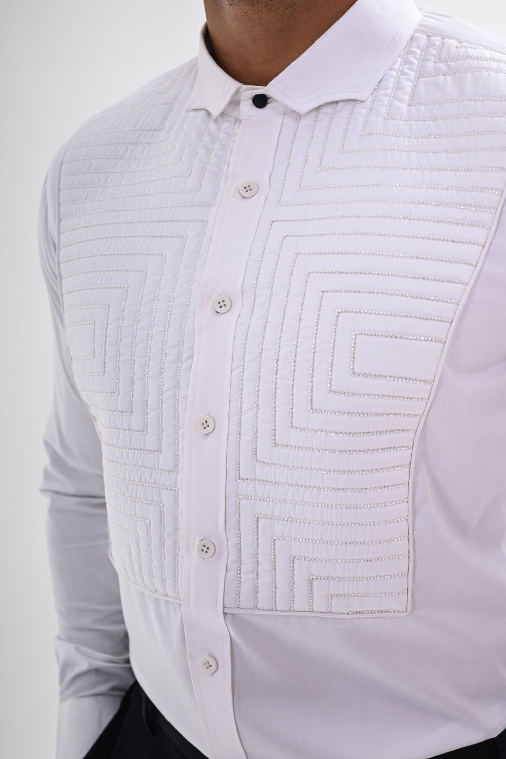 WHITE QUILTED SHIRT