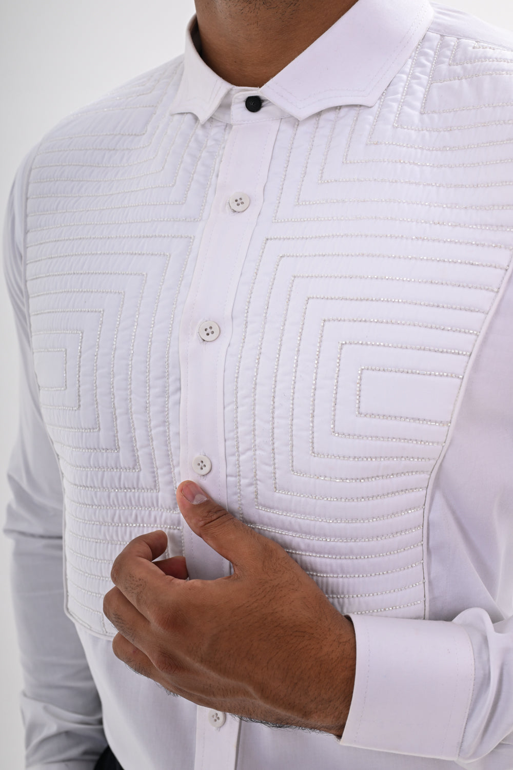 WHITE QUILTED SHIRT