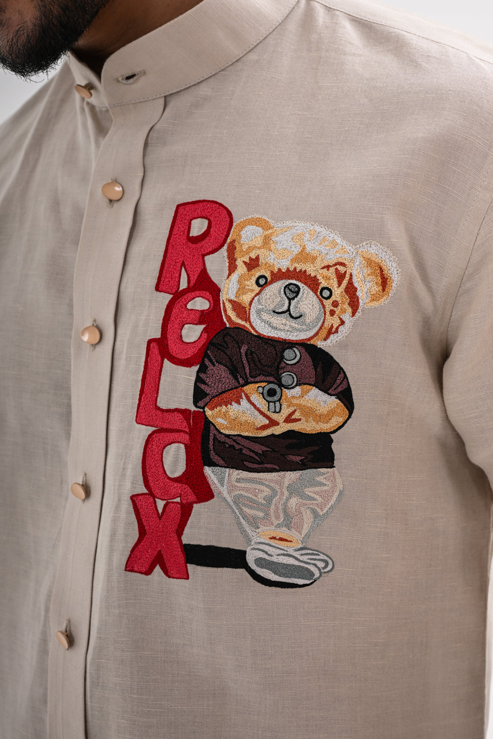 BEIGE BEAR LINEN SHIRT