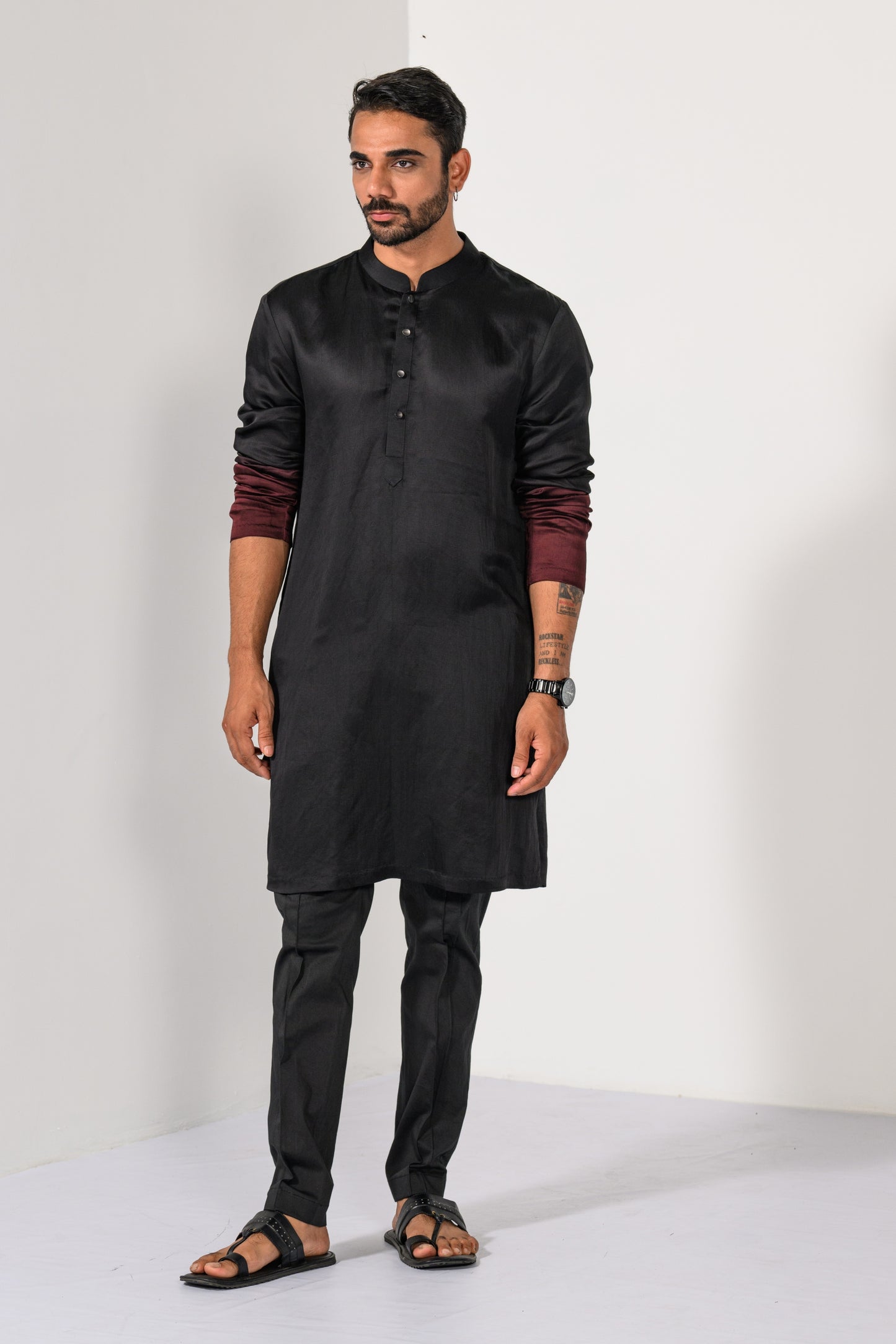WINE OMBRE NEHRU KURTA  SET