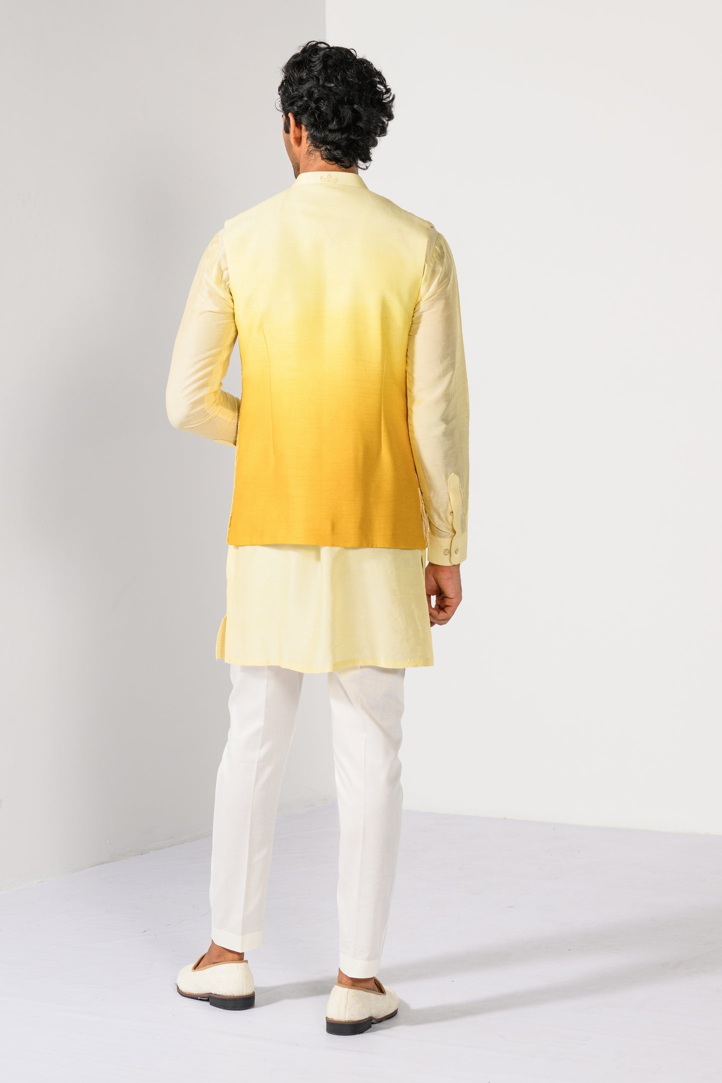 YELLOW CASCADE NEHRU KURTA  SET
