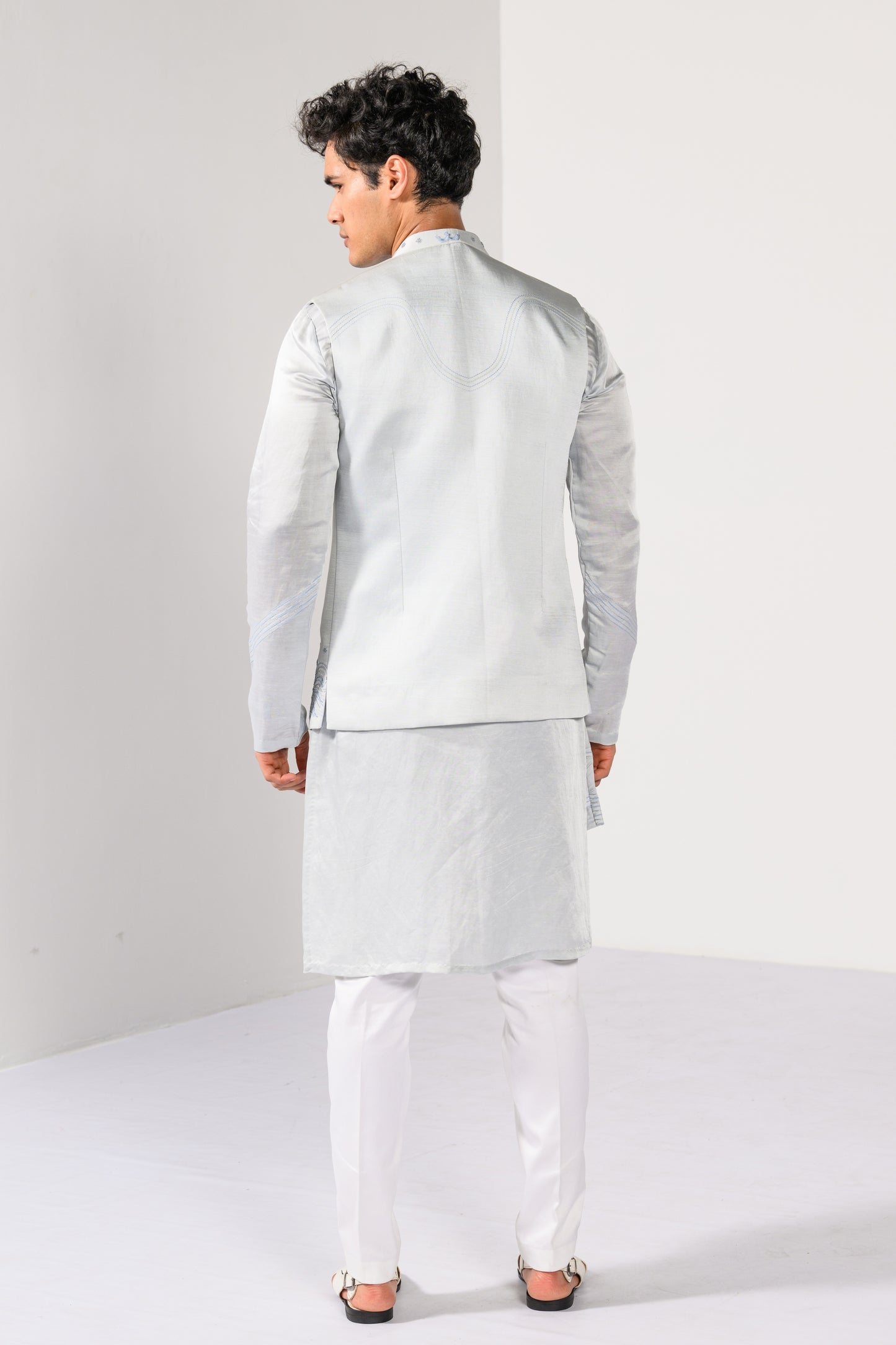 ICY BLUE WAVES NEHRU KURTA  SET