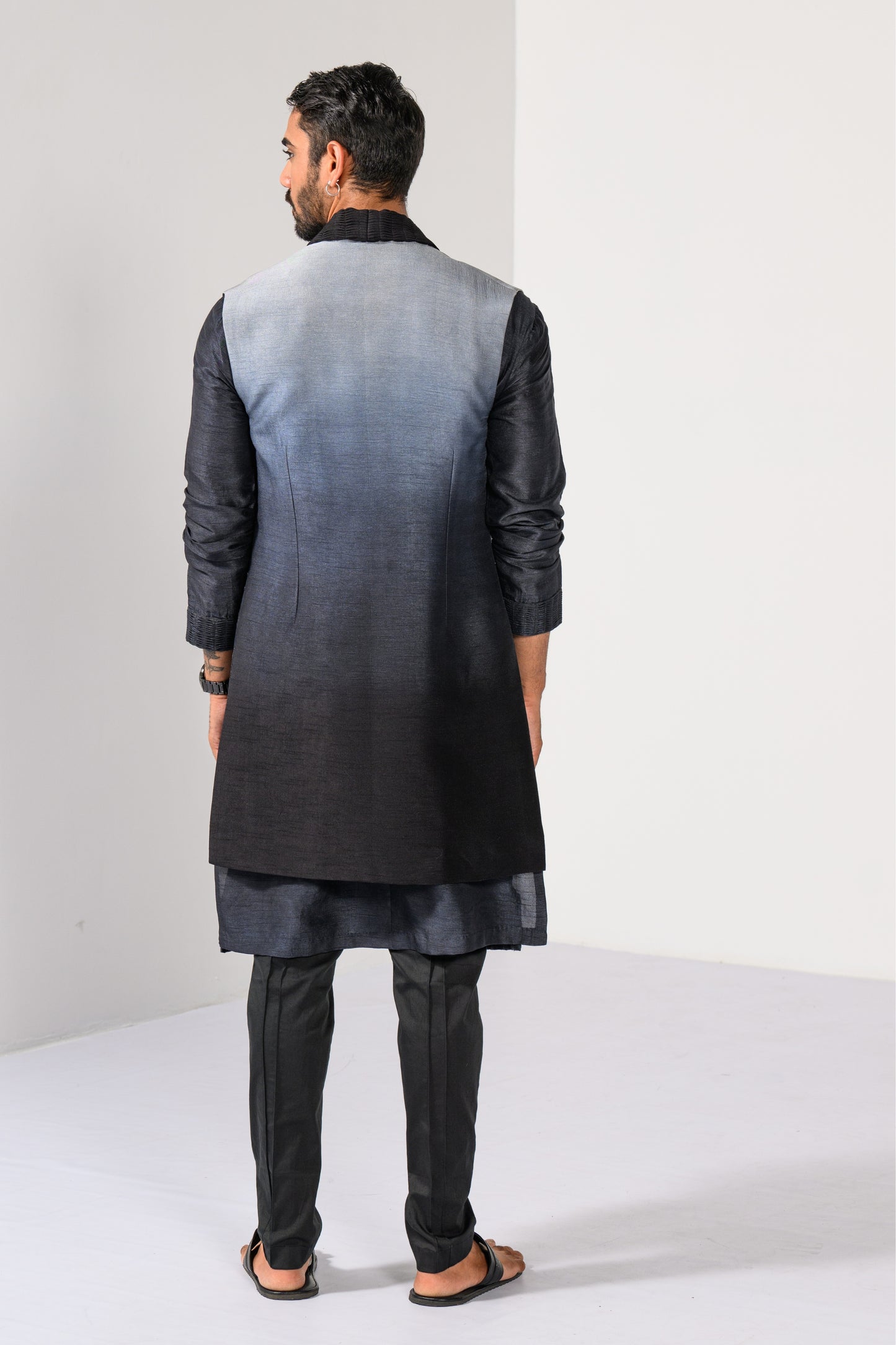 CHARCOAL OMBRE NEHRU KURTA  SET