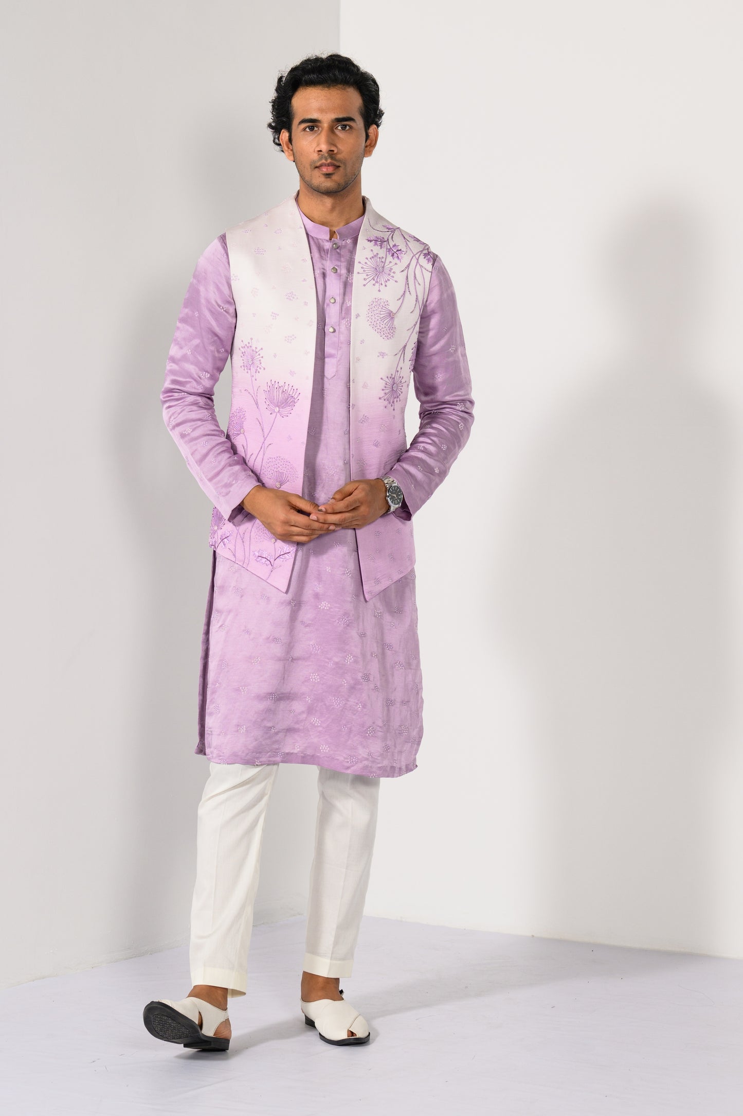 LILAC OMBRE NEHRU KURTA  SET
