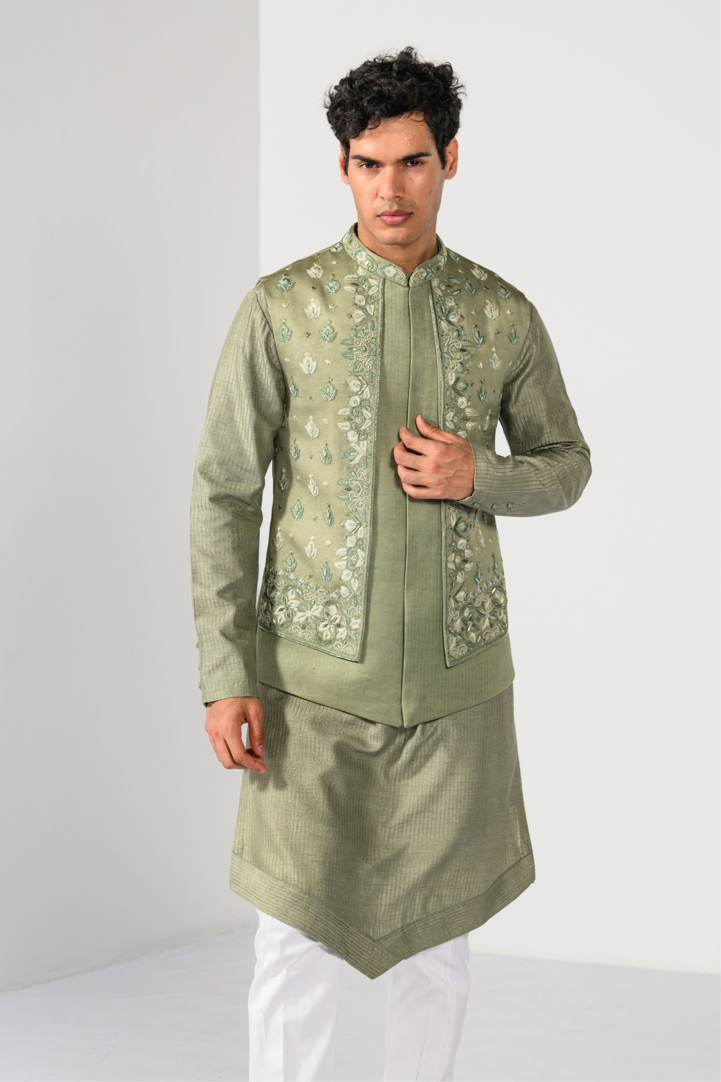 OLIVE HERITAGE NEHRU KURTA  SET