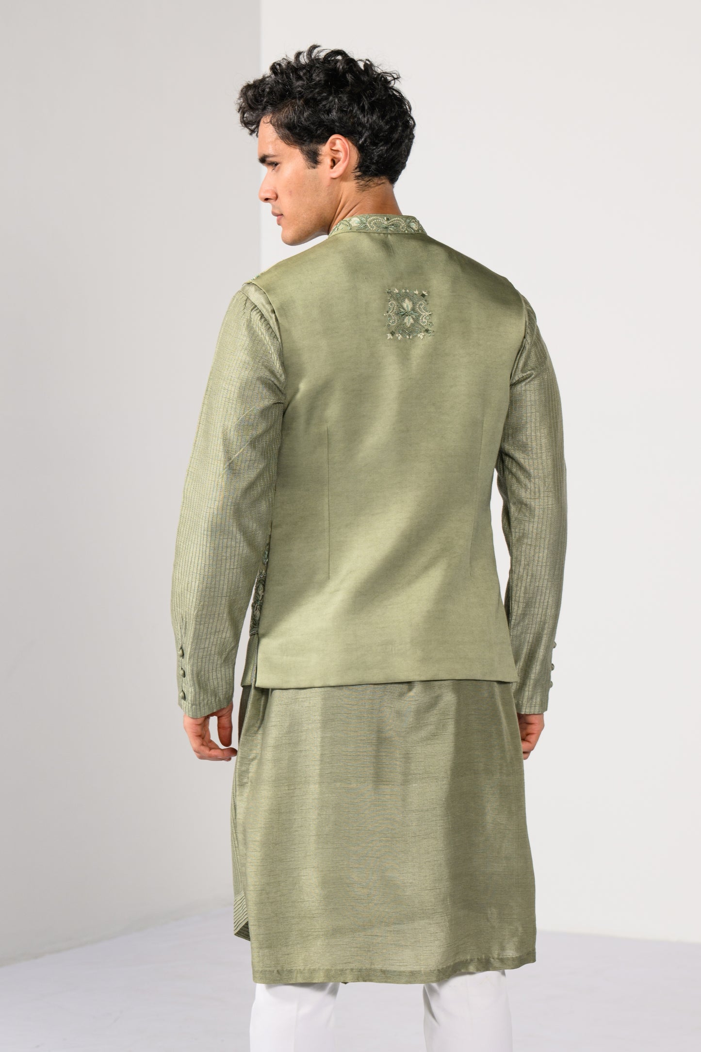 OLIVE HERITAGE NEHRU KURTA  SET