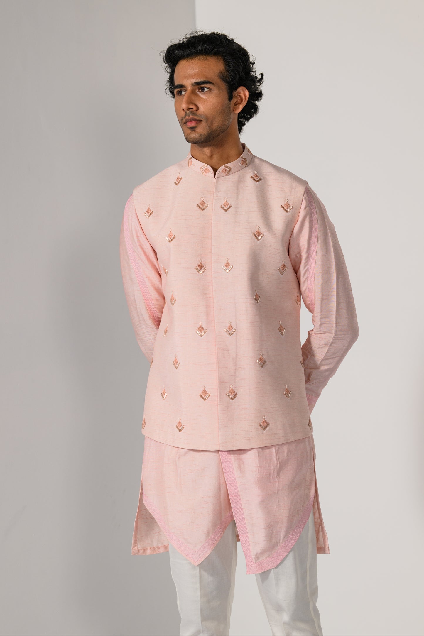 BLUSH BUTTA NEHRU KURTA  SET
