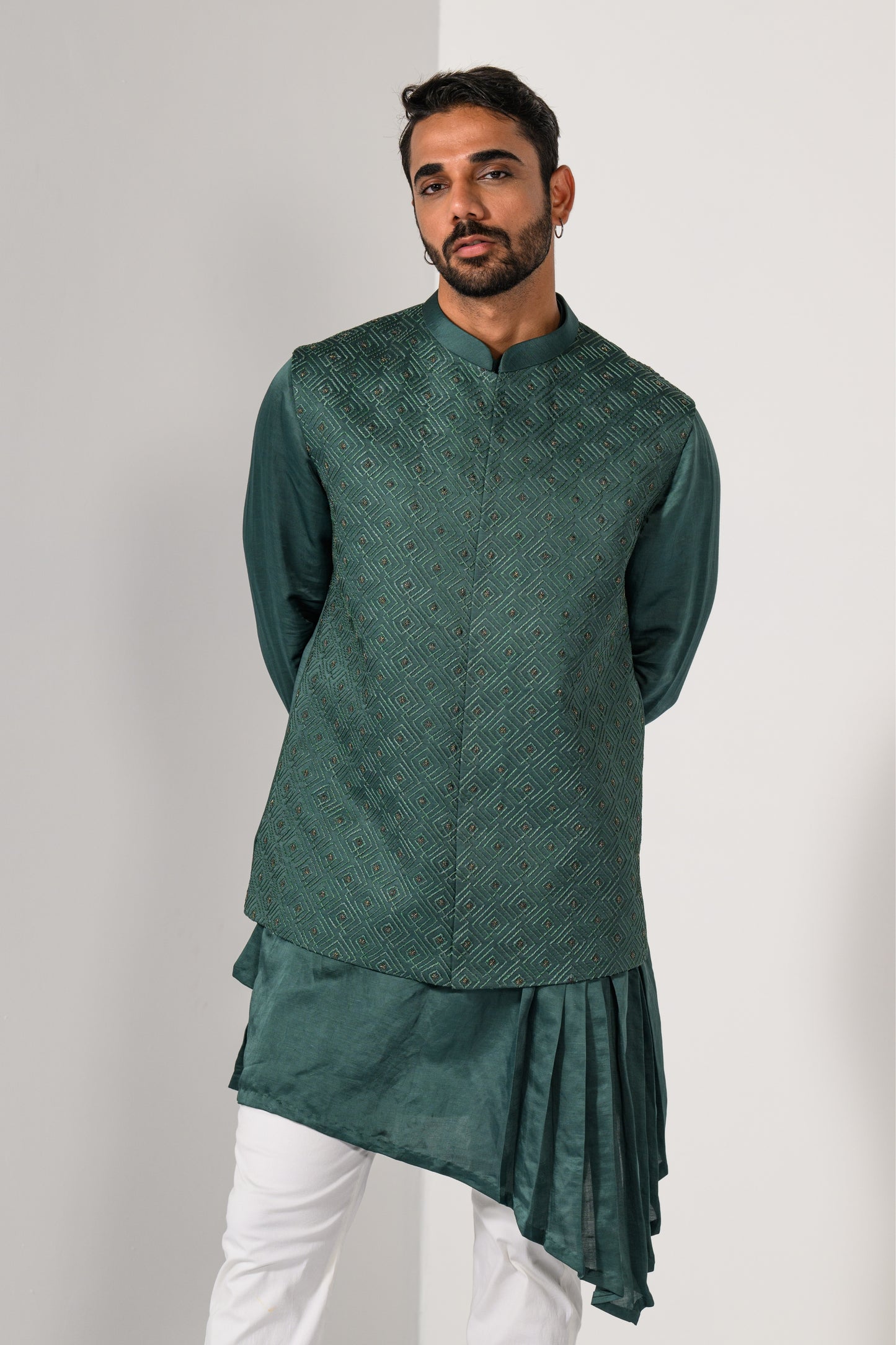 JADE PATTERN NEHRU KURTA  SET
