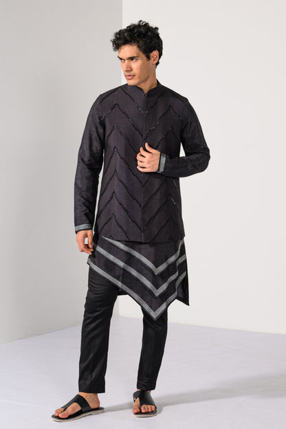 GRAPHITE GEOMETRICS NEHRU KURTA  SET