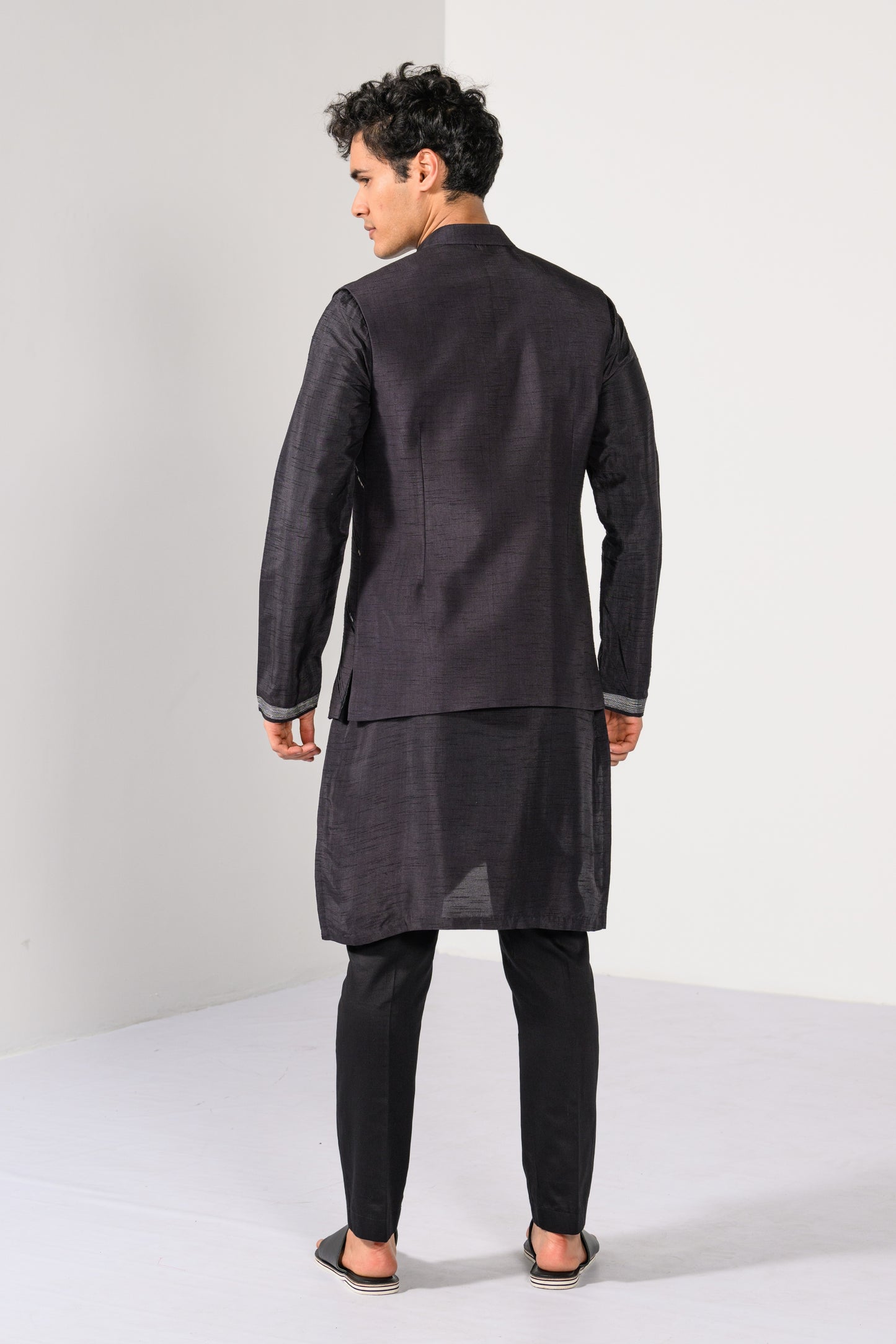 GRAPHITE GEOMETRICS NEHRU KURTA  SET