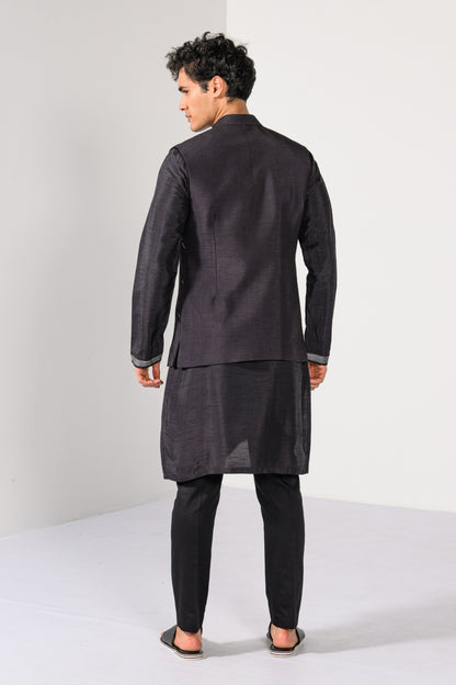 GRAPHITE GEOMETRICS NEHRU KURTA  SET