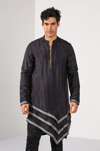 GRAPHITE GEOMETRICS NEHRU KURTA  SET