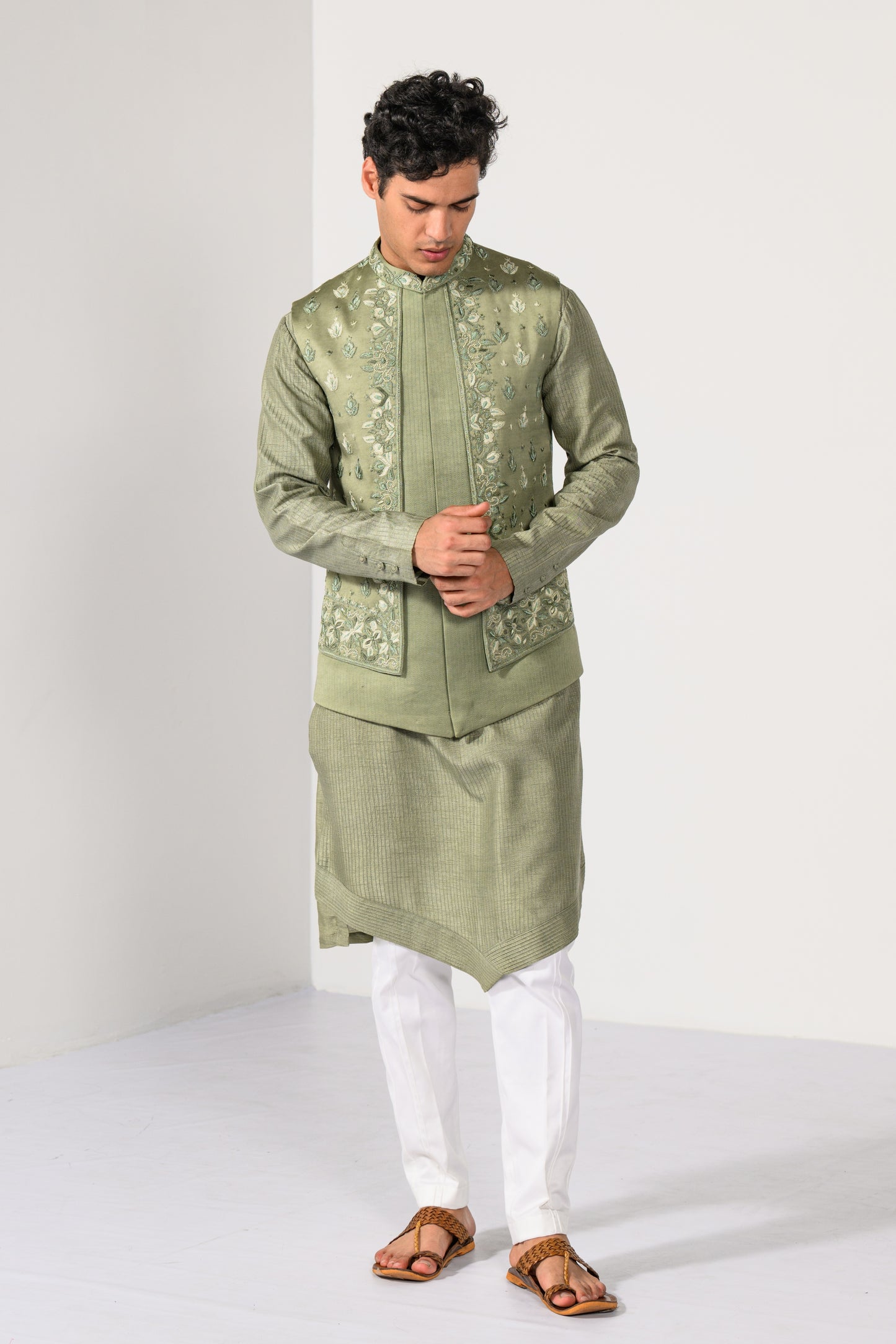 OLIVE HERITAGE NEHRU KURTA  SET