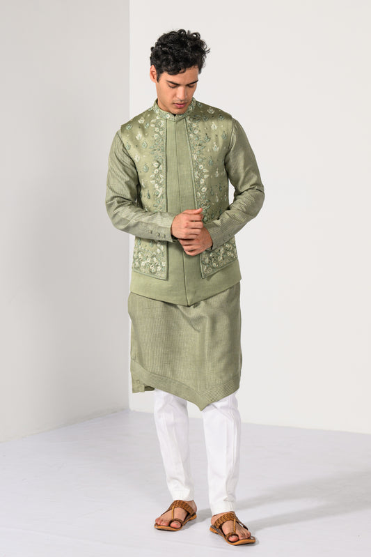 OLIVE HERITAGE NEHRU KURTA  SET