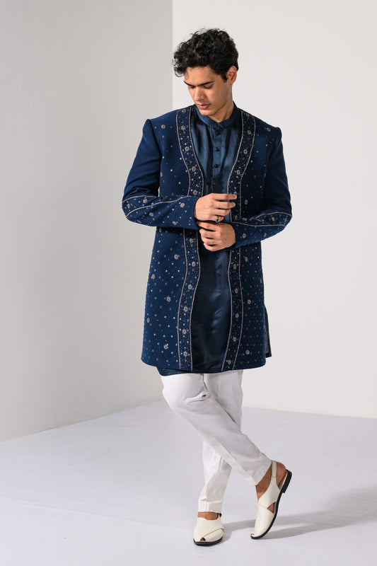 TEAL BLOSSOM ACHKAN SET