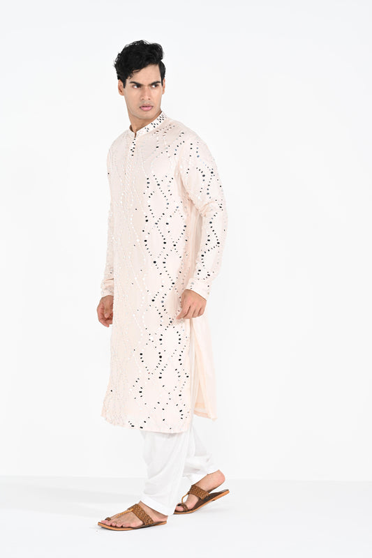 Blush Pink mirror work kurta set