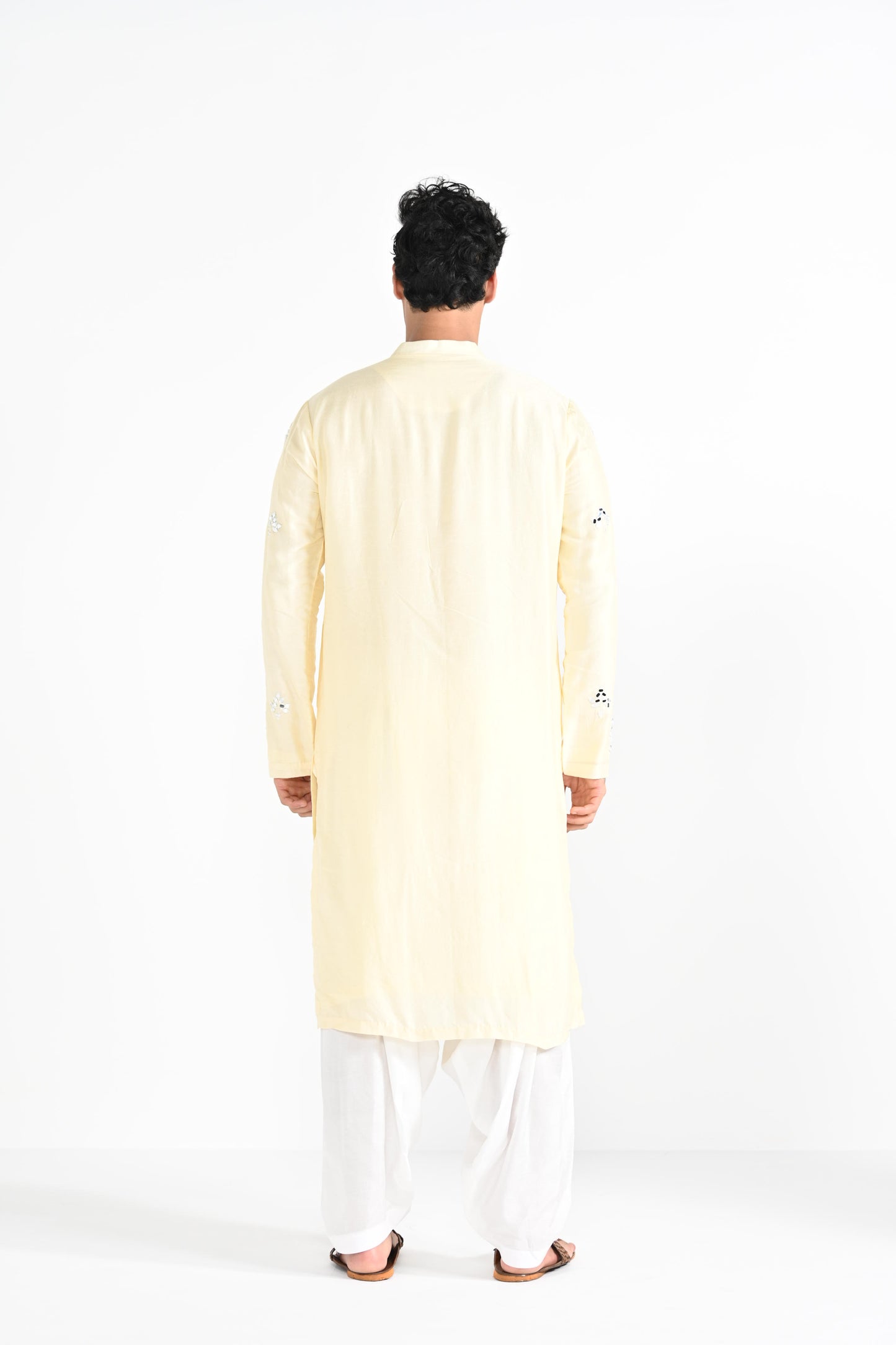 Lemon Yellow Mirror Work Kurta Set