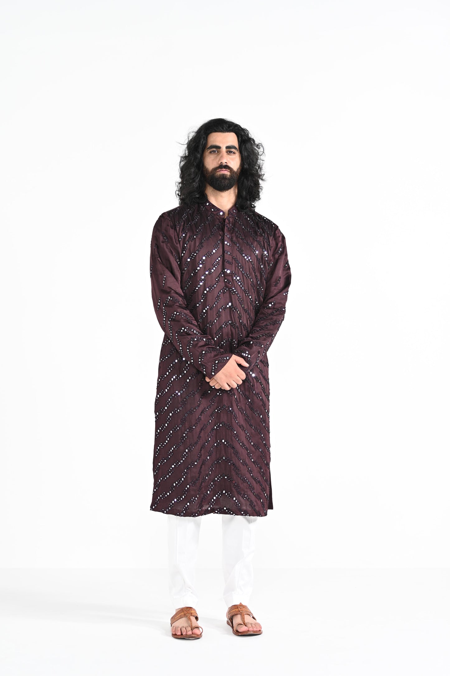 Plum Perfect Mirror Work Kurta Set