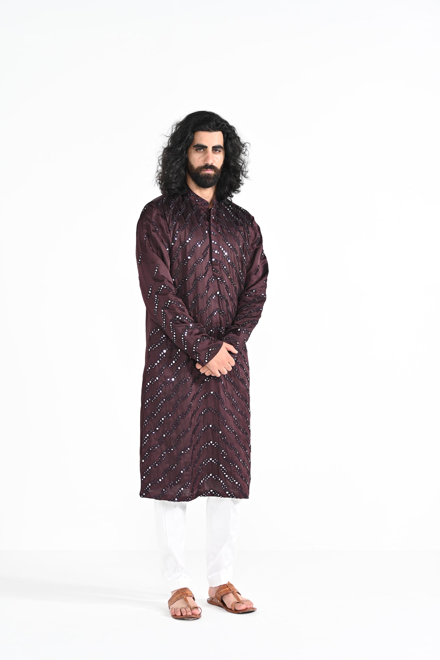 Plum Perfect Mirror Work Kurta Set