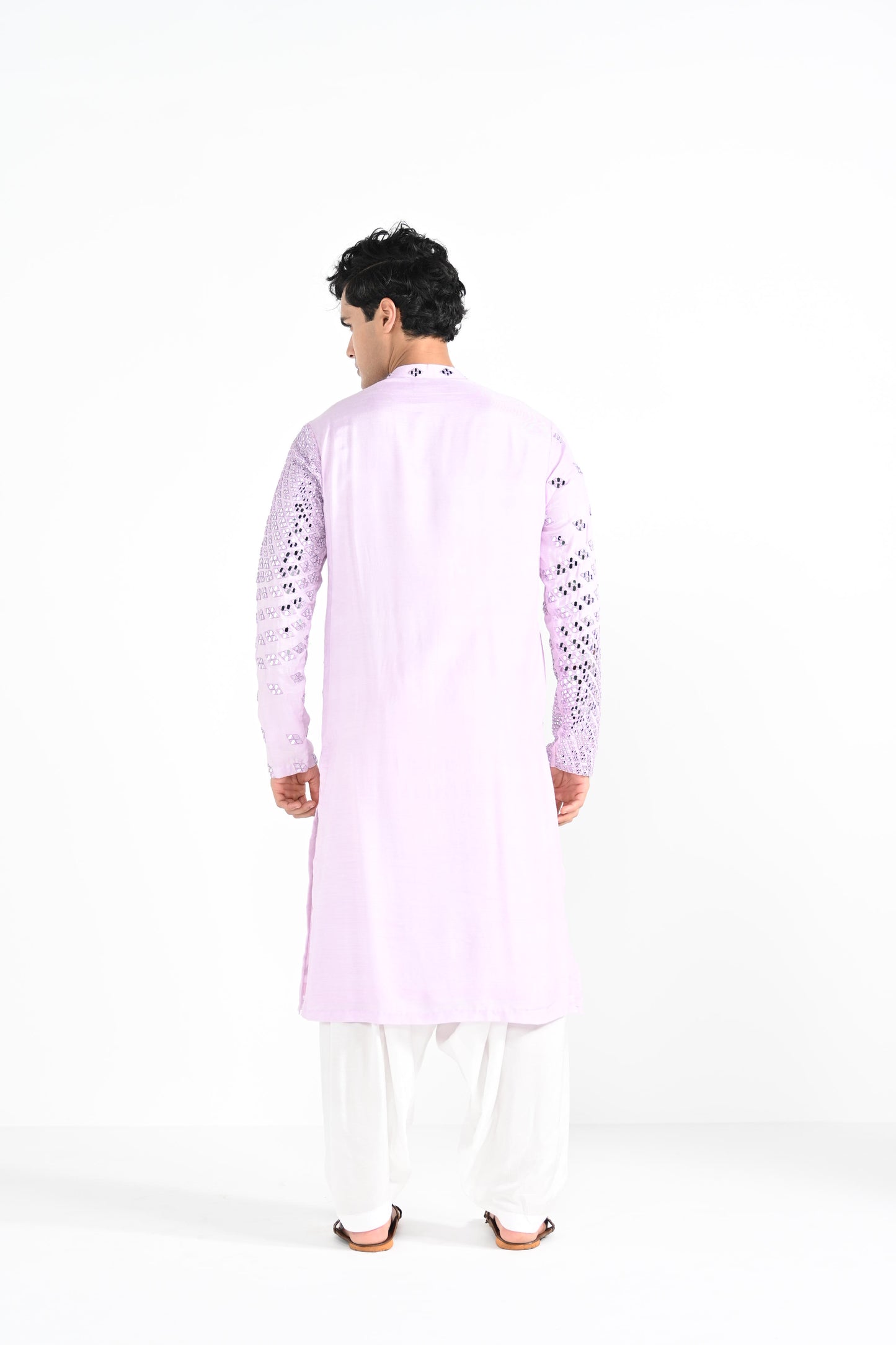 Lilac Radial Mirror Work Kurta Set