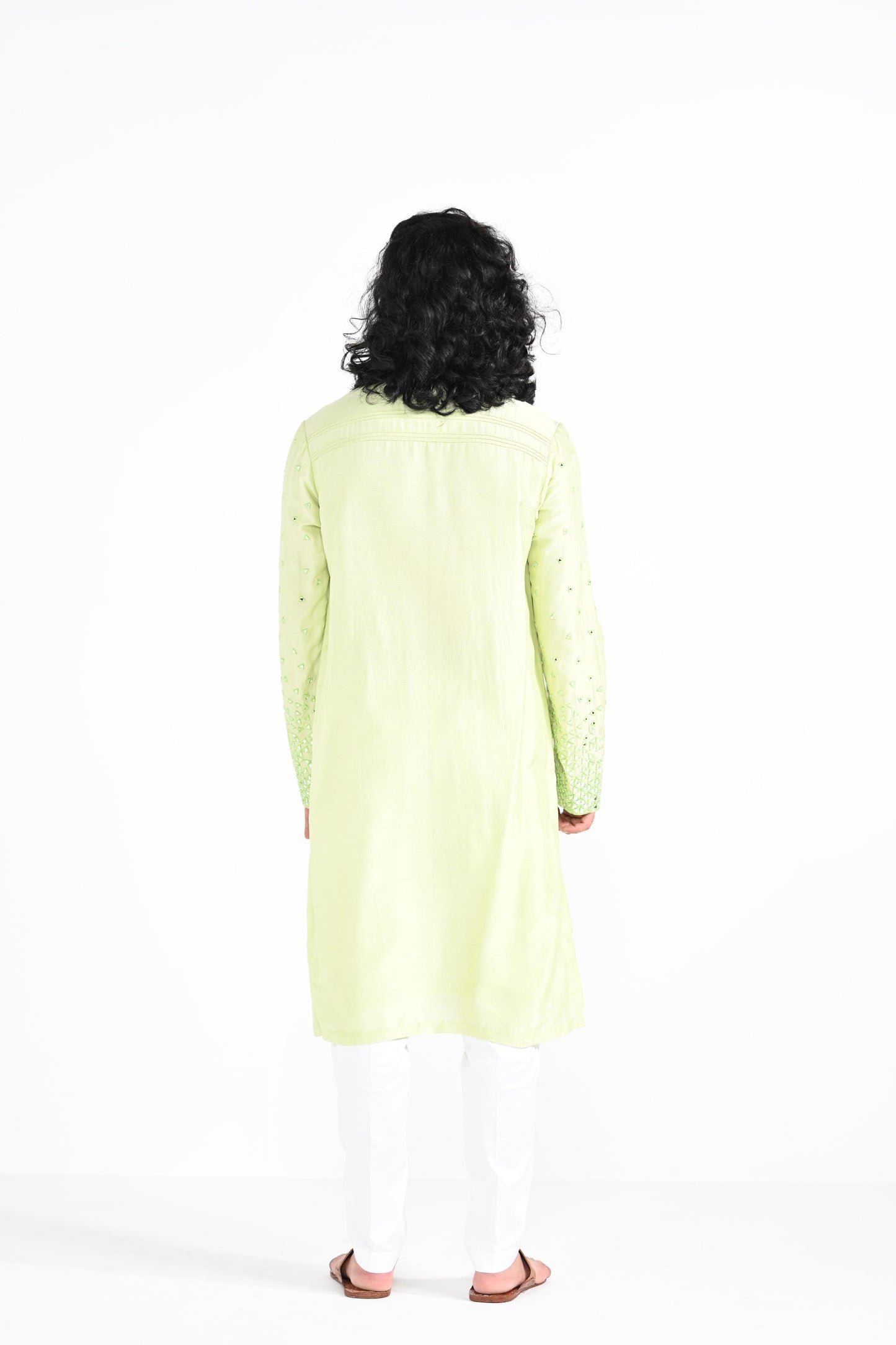 Lime Green Mirror Work Kurta Set