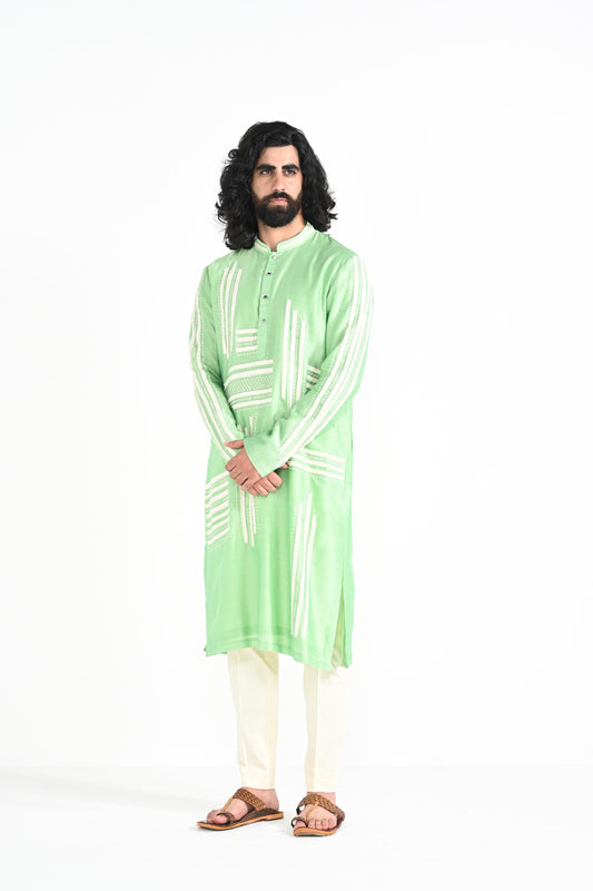 Light Pea Green  kurta set