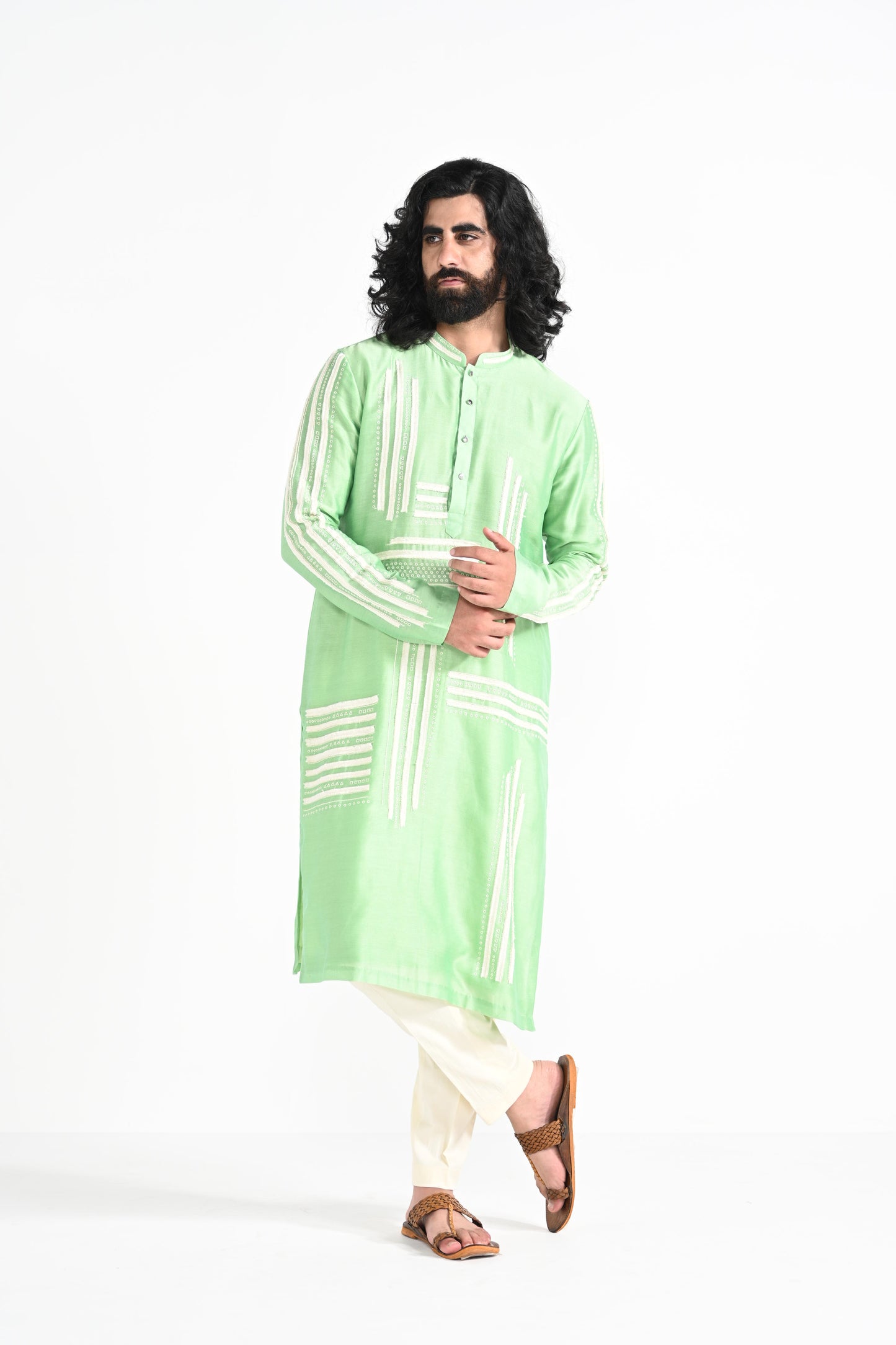 Light Pea Green  kurta set