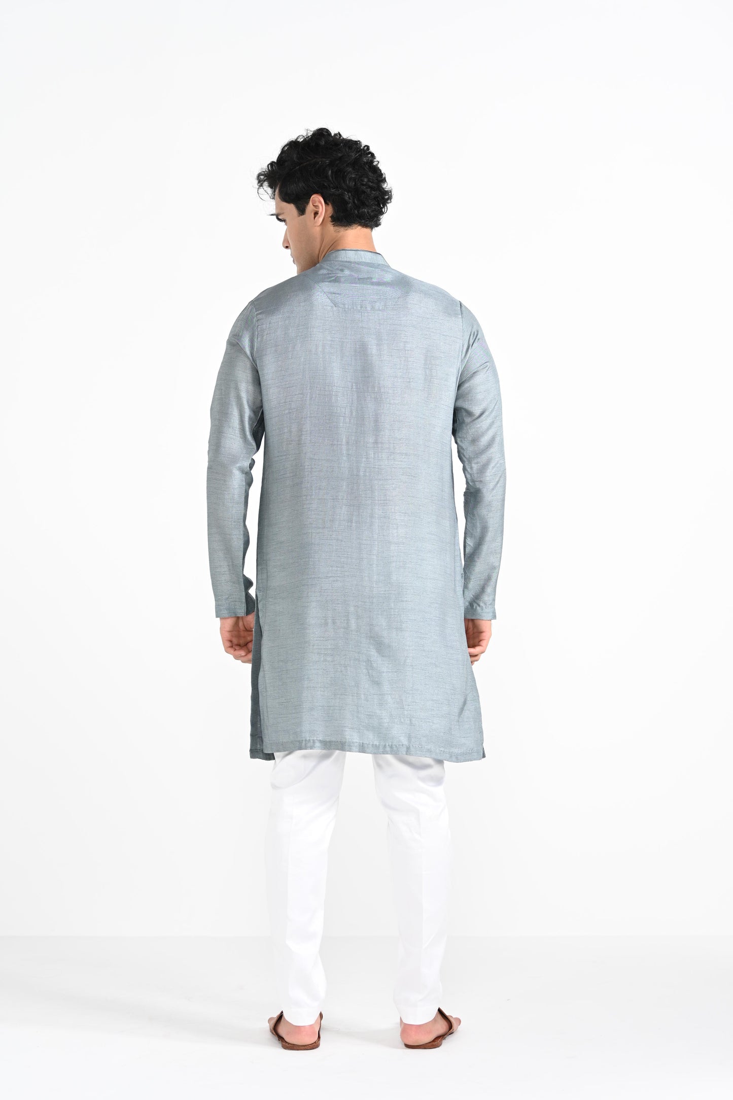 Slate Grey Hand Emboidered work kurta set