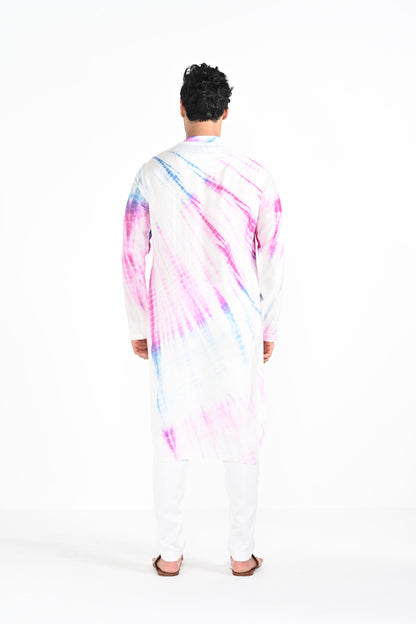 Pink and Blue Shibhori  kurta set