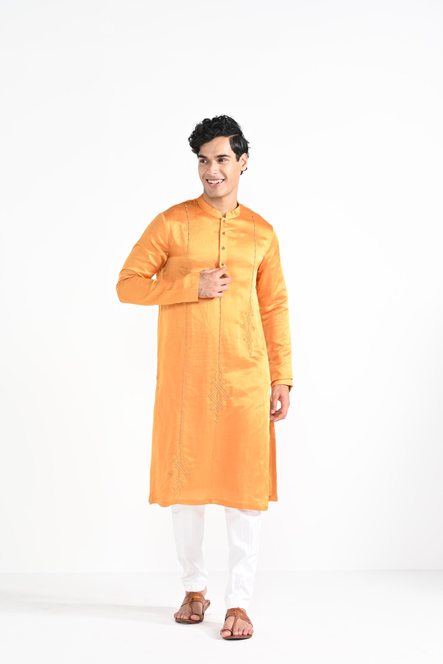 Gold Finch Yellow work kurta set